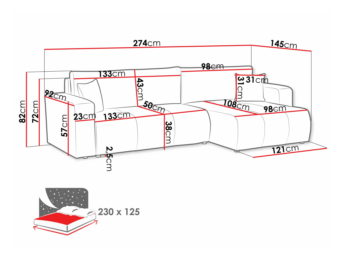 Corner sofa Comfivo 425 (Velo 633)