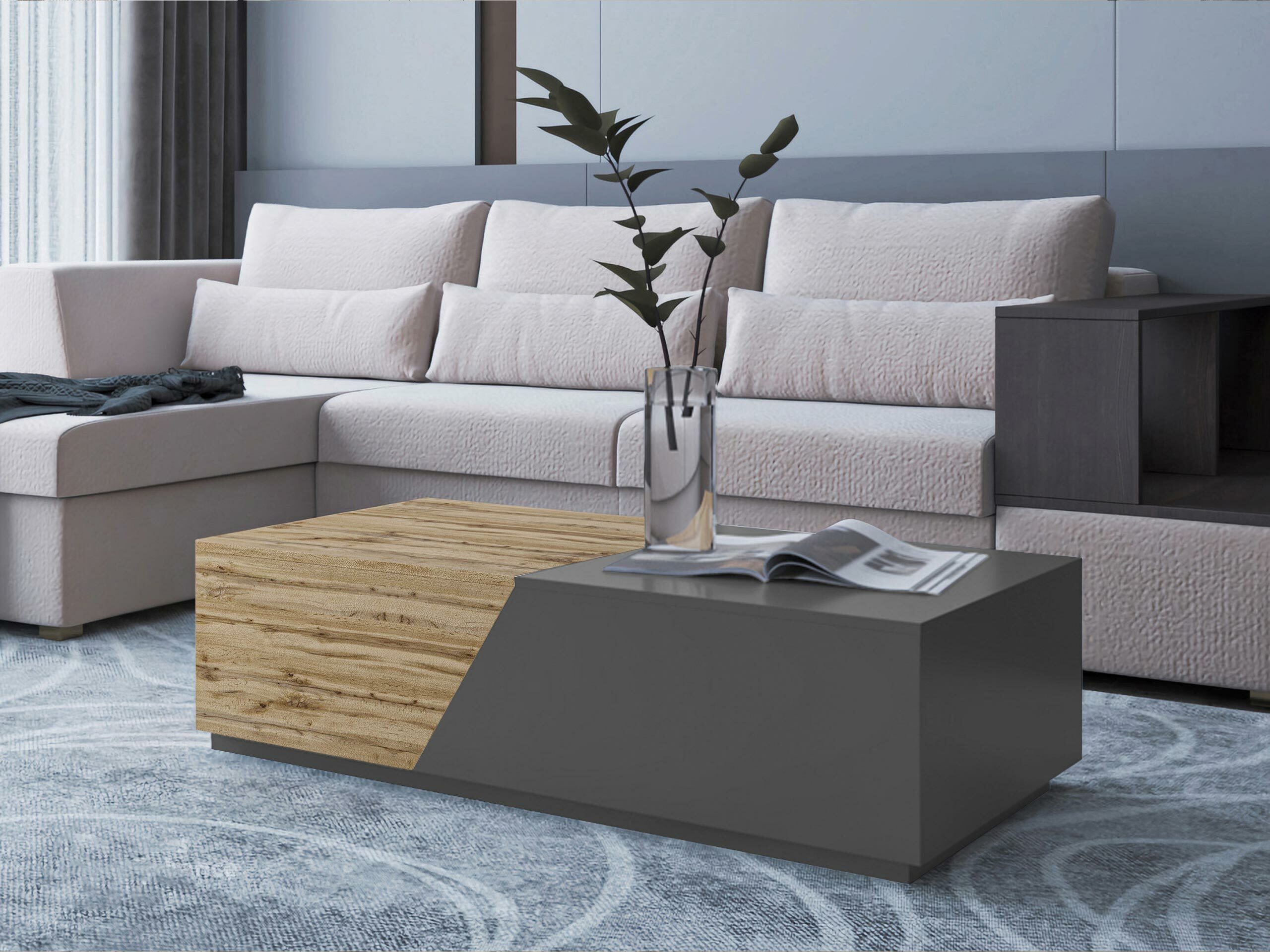 Coffee table Comfivo Daldune 102 (Anthracite + Wotan Oak)