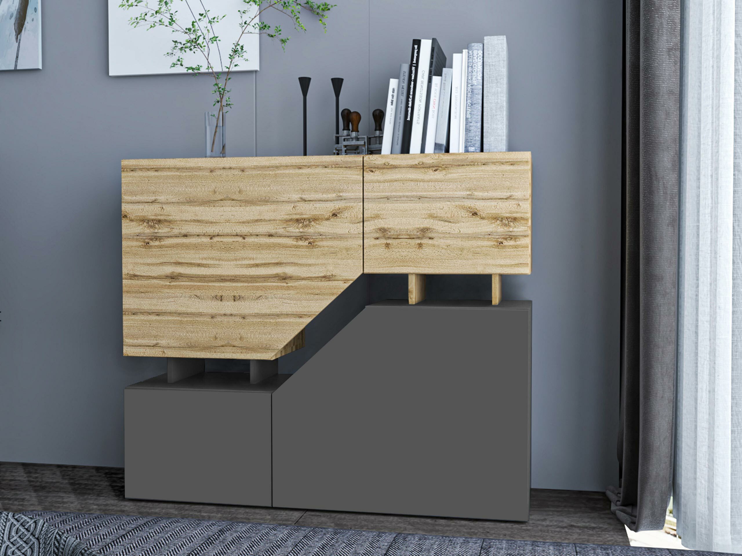 Sideboard Comfivo Daldune (Wotan Oak + Anthracite)