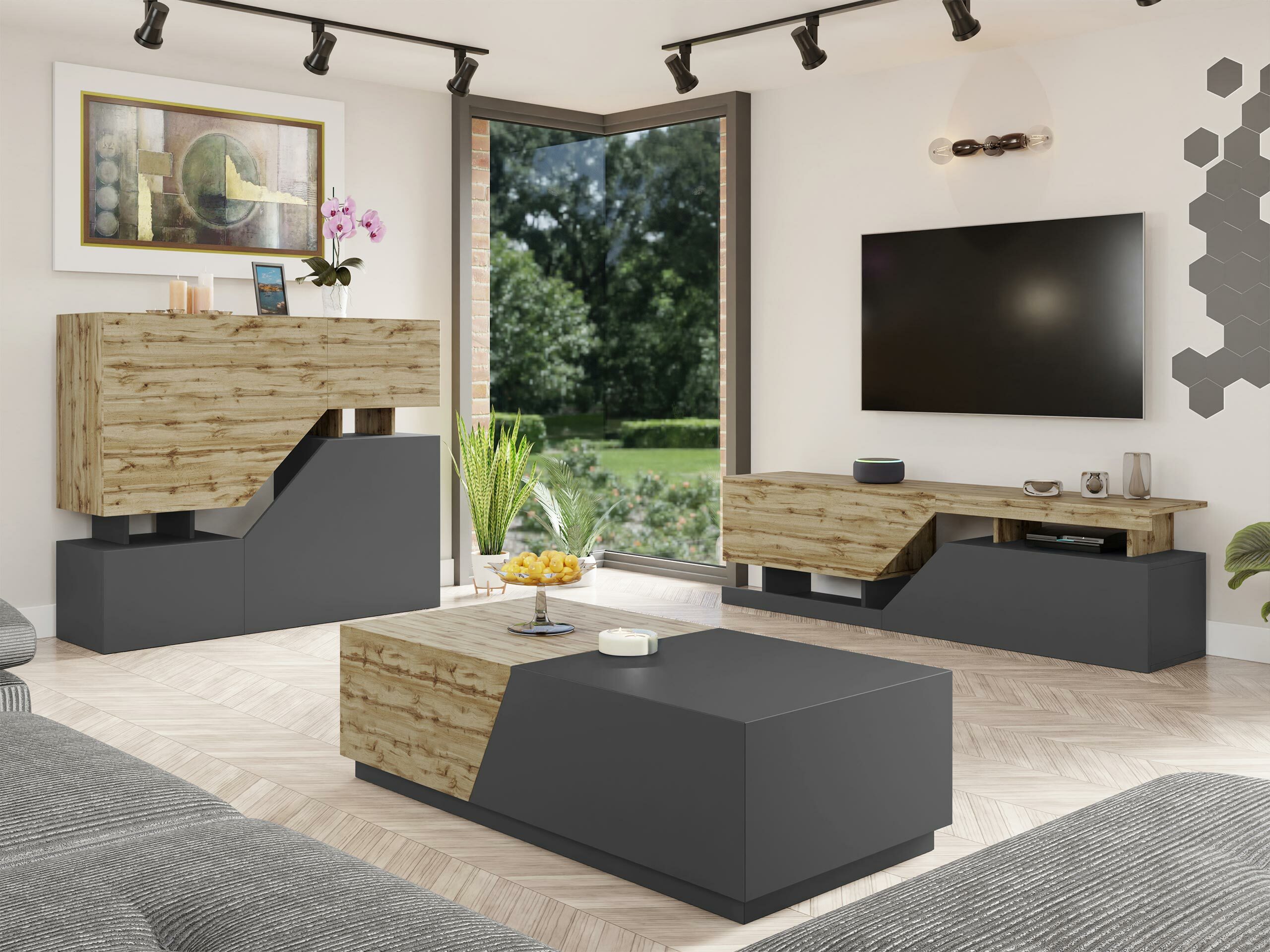 Sideboard Comfivo Daldune (Wotan Oak + Anthracite)