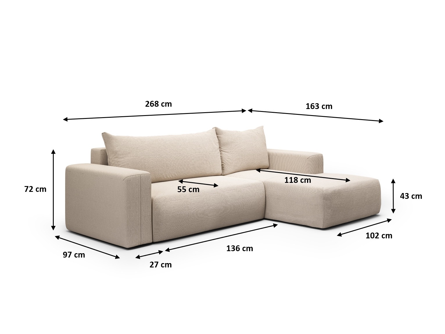 Corner sofa Lirdomo 100 (Aragon 03)