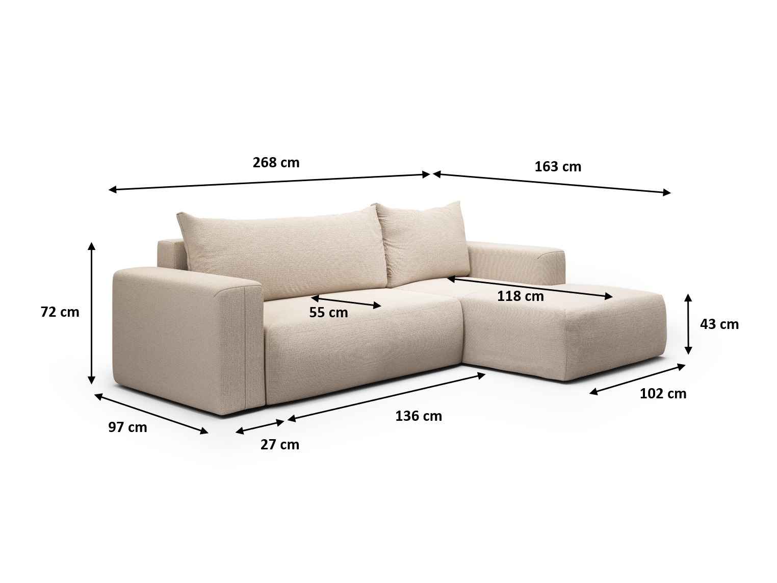 Corner sofa Lirdomo 100 (Aragon 99)
