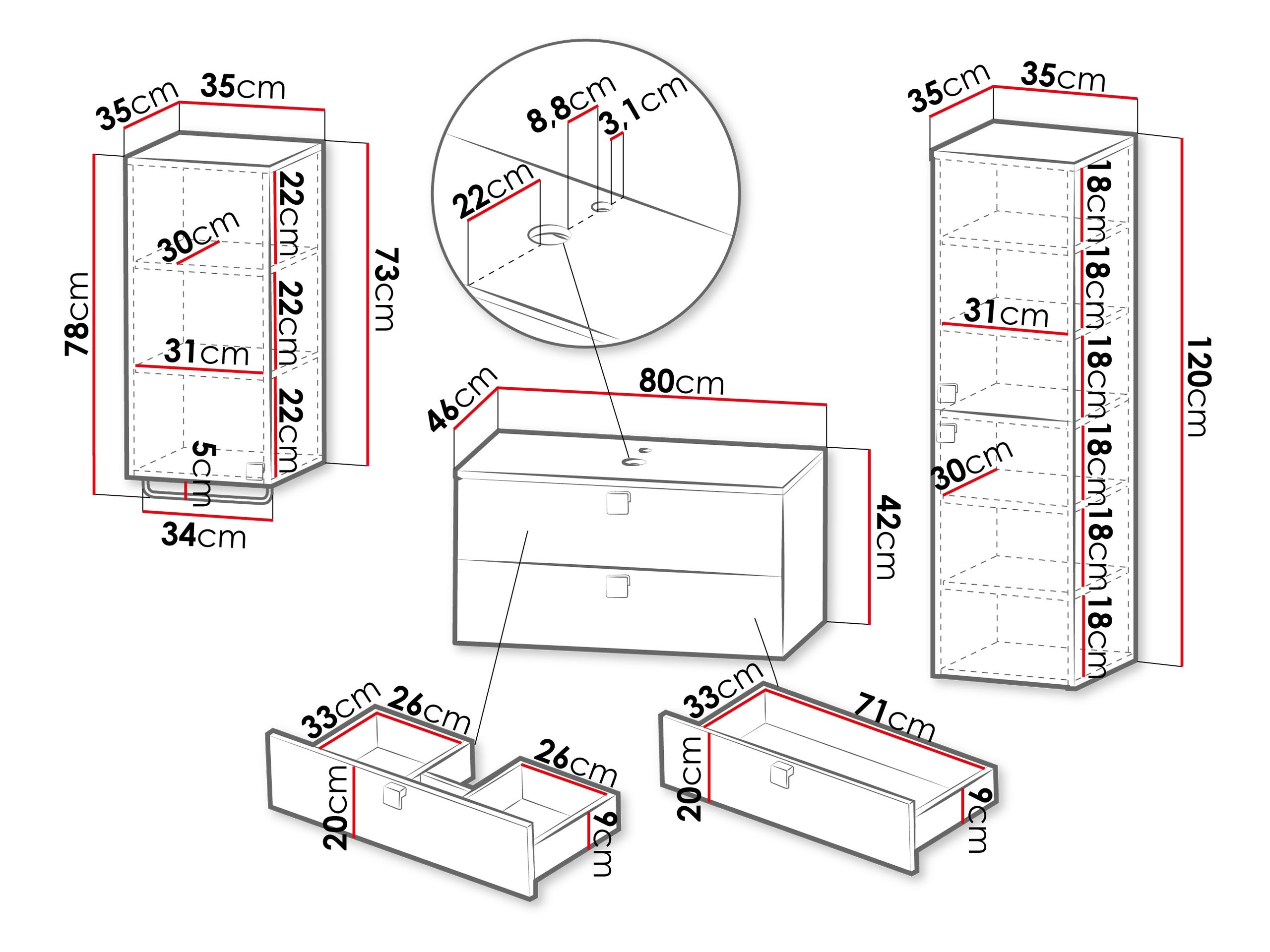 Bathroom set Panium II (Light brown)