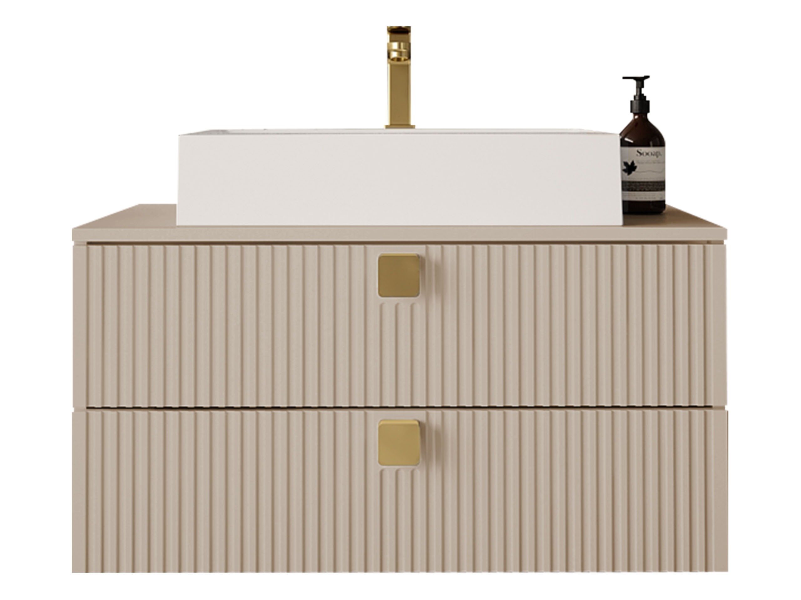 Wall-mounted bathroom cabinet for washbasin Panium (Light brown)