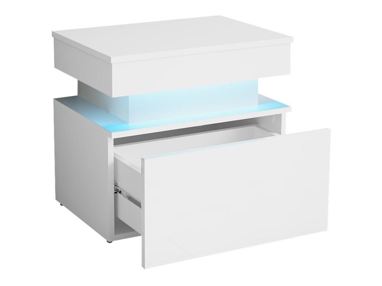 Bedside table Monfero (White + Glossy white)