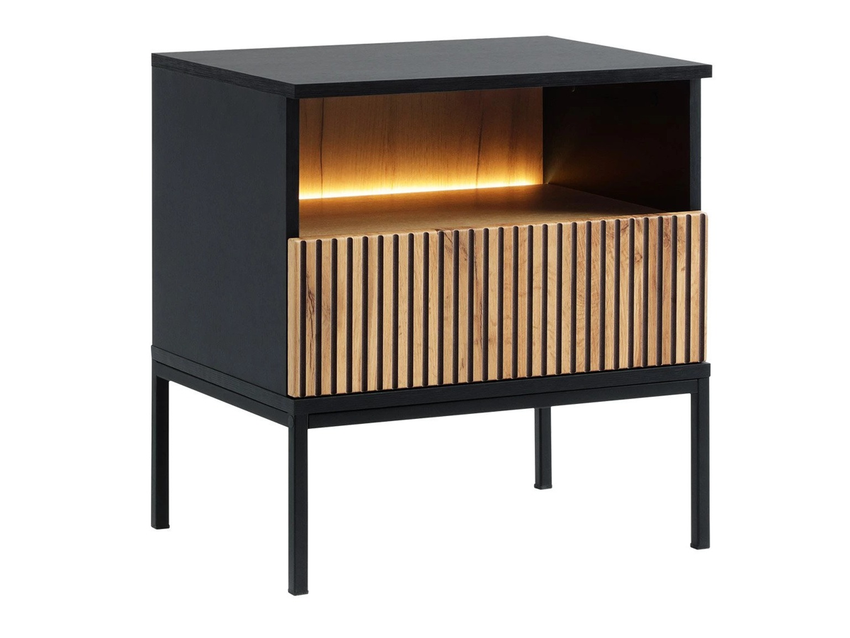 Bedside table Soferi 110 (Black + Wotan Oak)