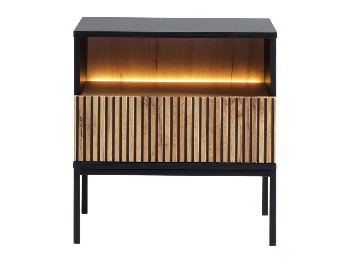 Bedside table Soferi 110 (Black + Wotan Oak)