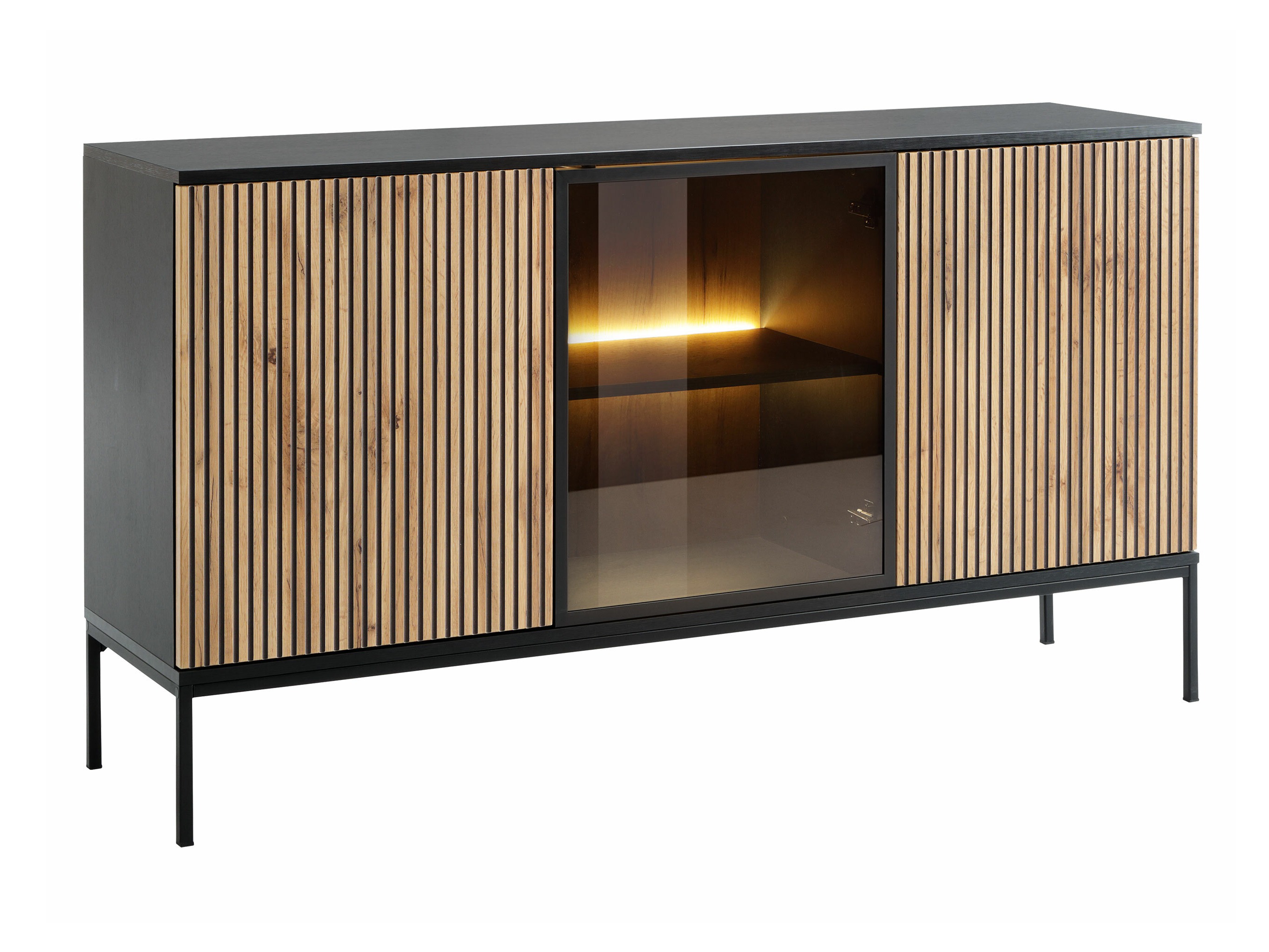 Sideboard Manal I (Black + Wotan Oak)