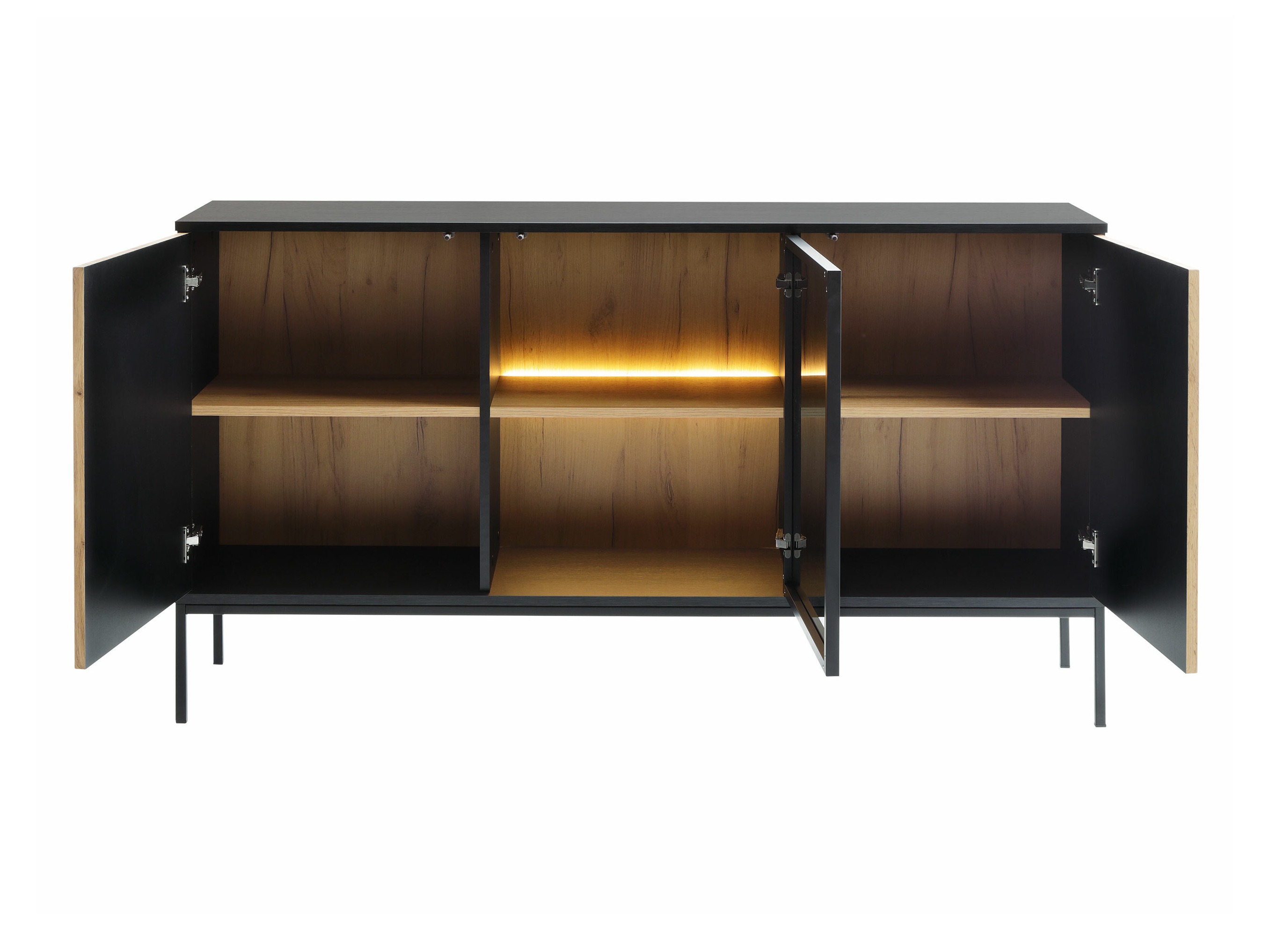 Sideboard Manal I (Black + Wotan Oak)