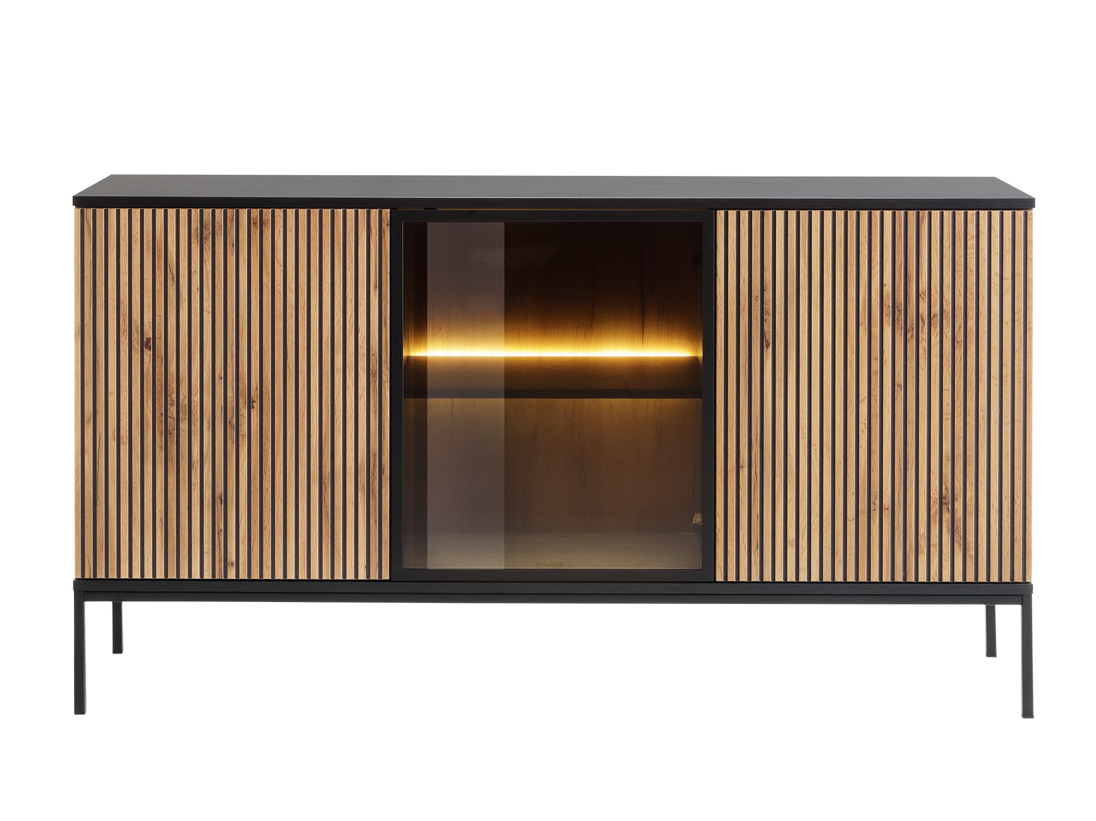 Sideboard Manal I (Black + Wotan Oak)
