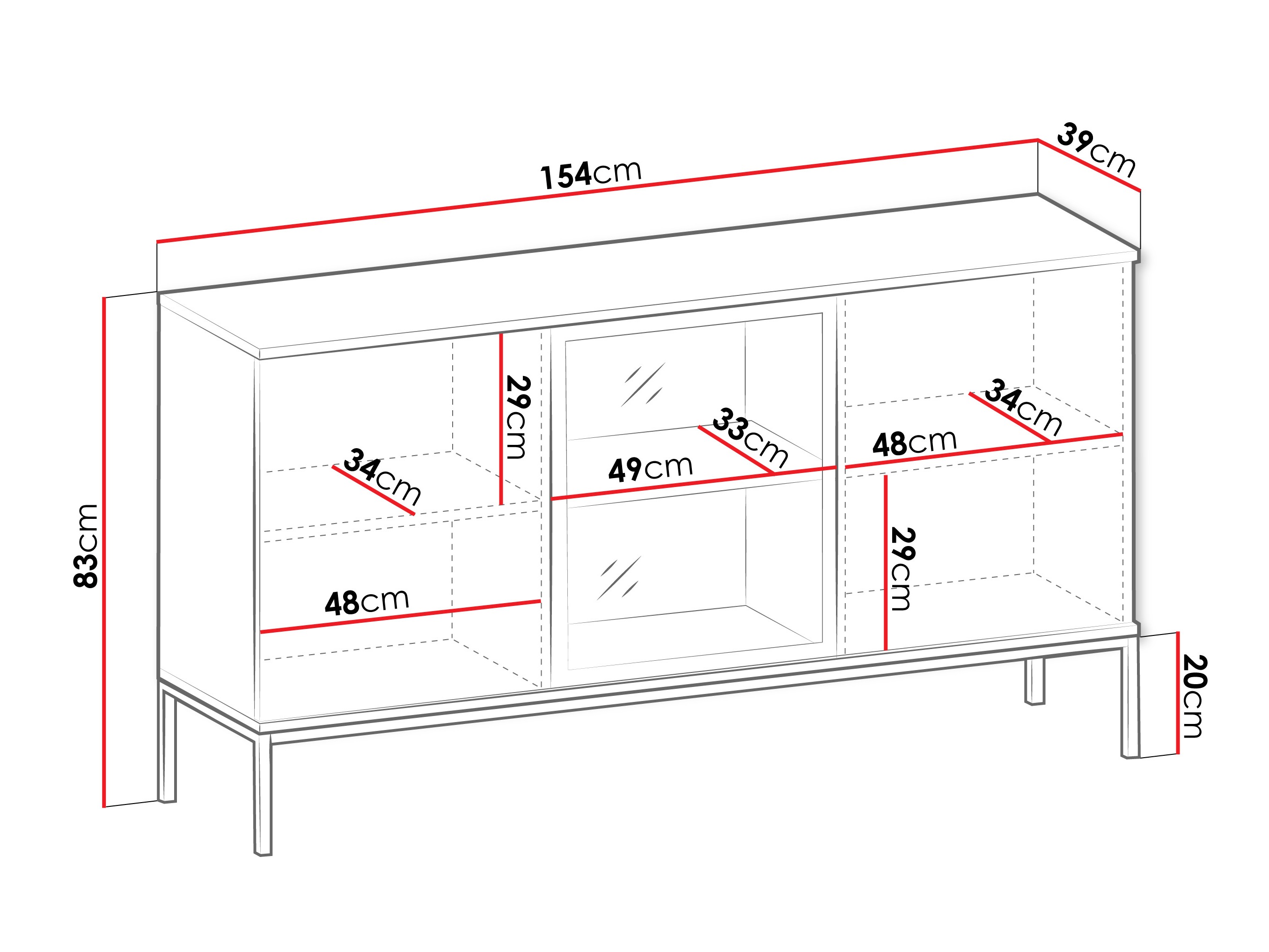 Sideboard Manal I (Black + Wotan Oak)