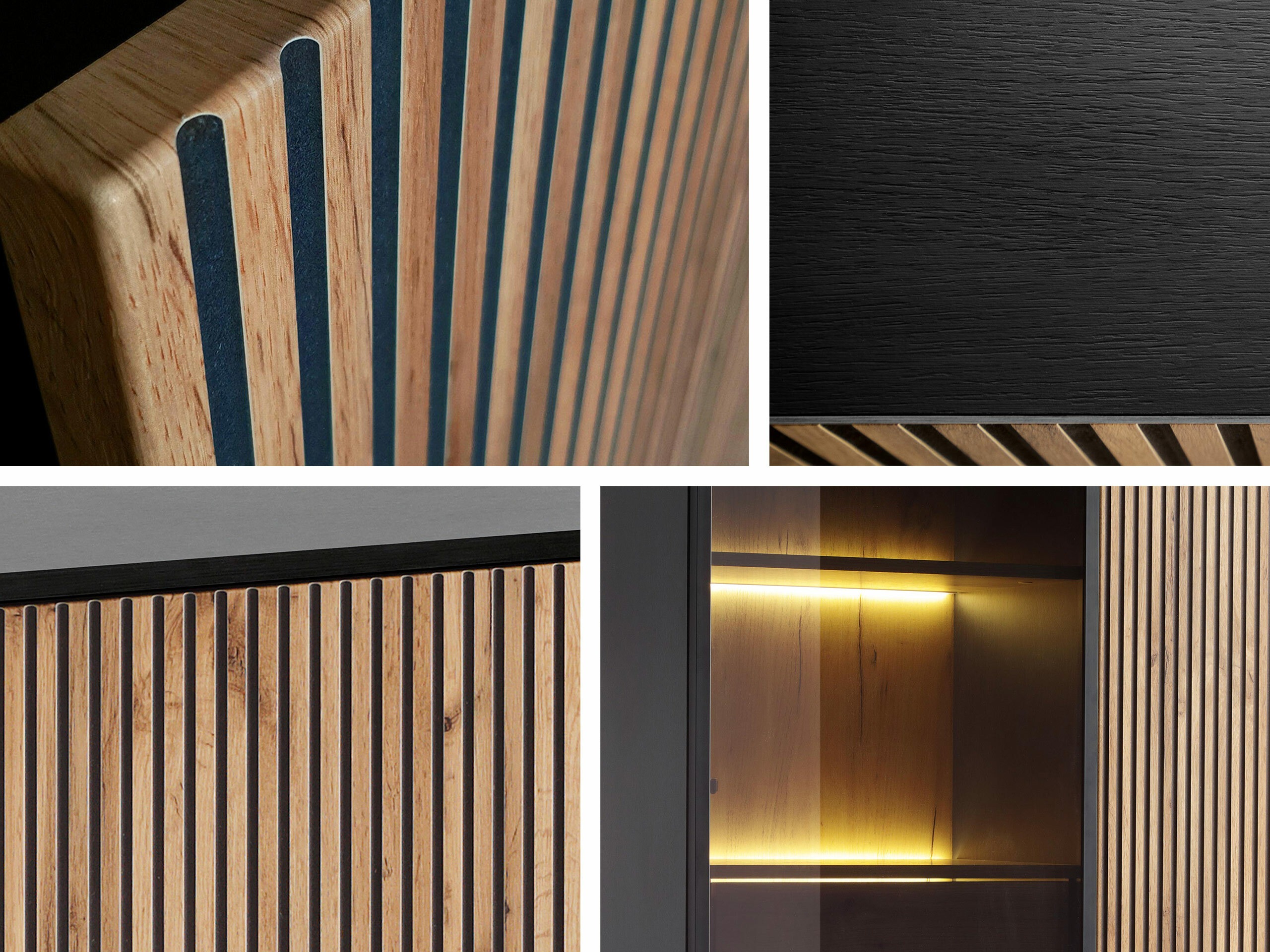 Sideboard Manal I (Black + Wotan Oak)