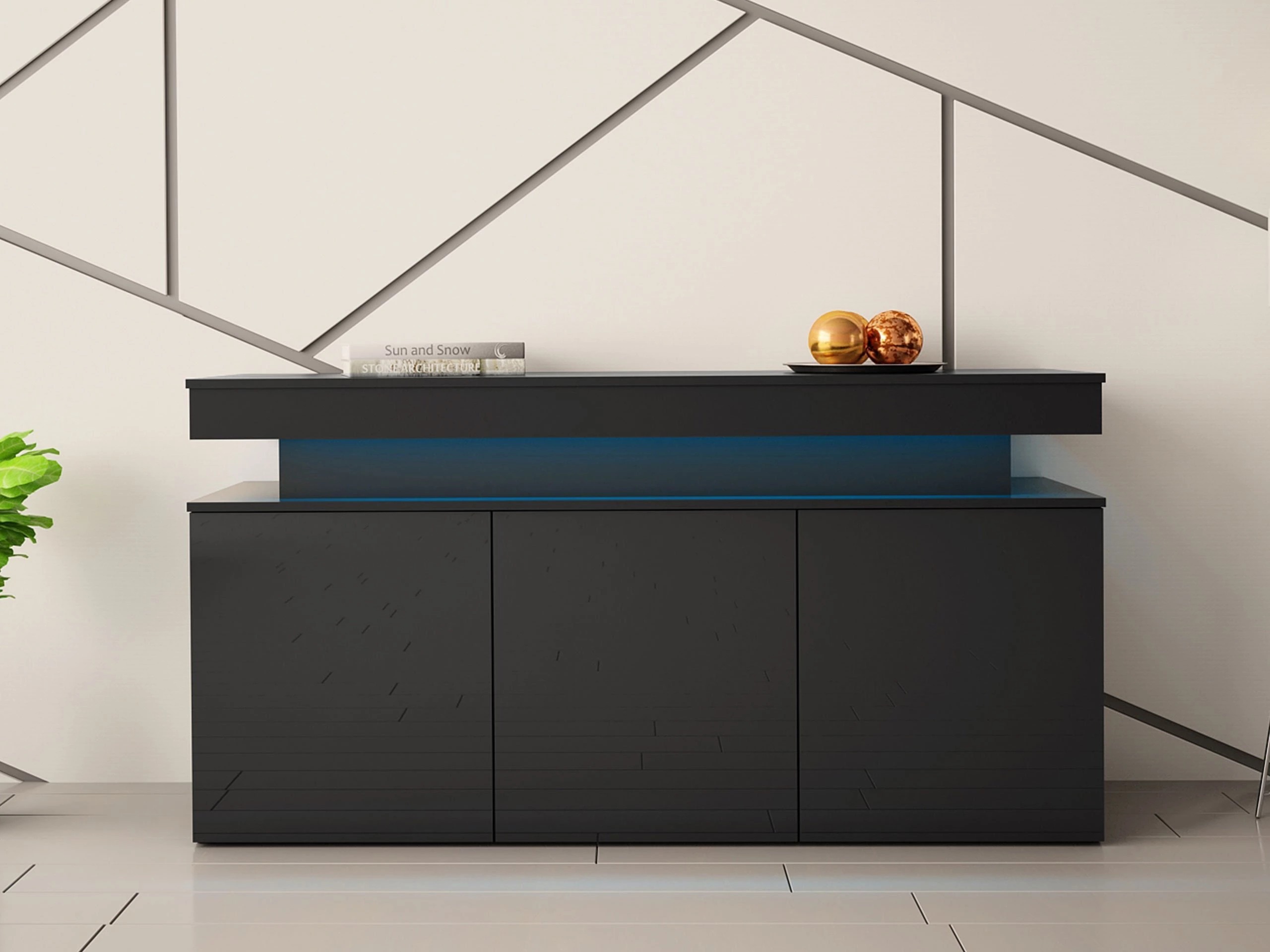 Sideboard Monfero (Black + Glossy black)