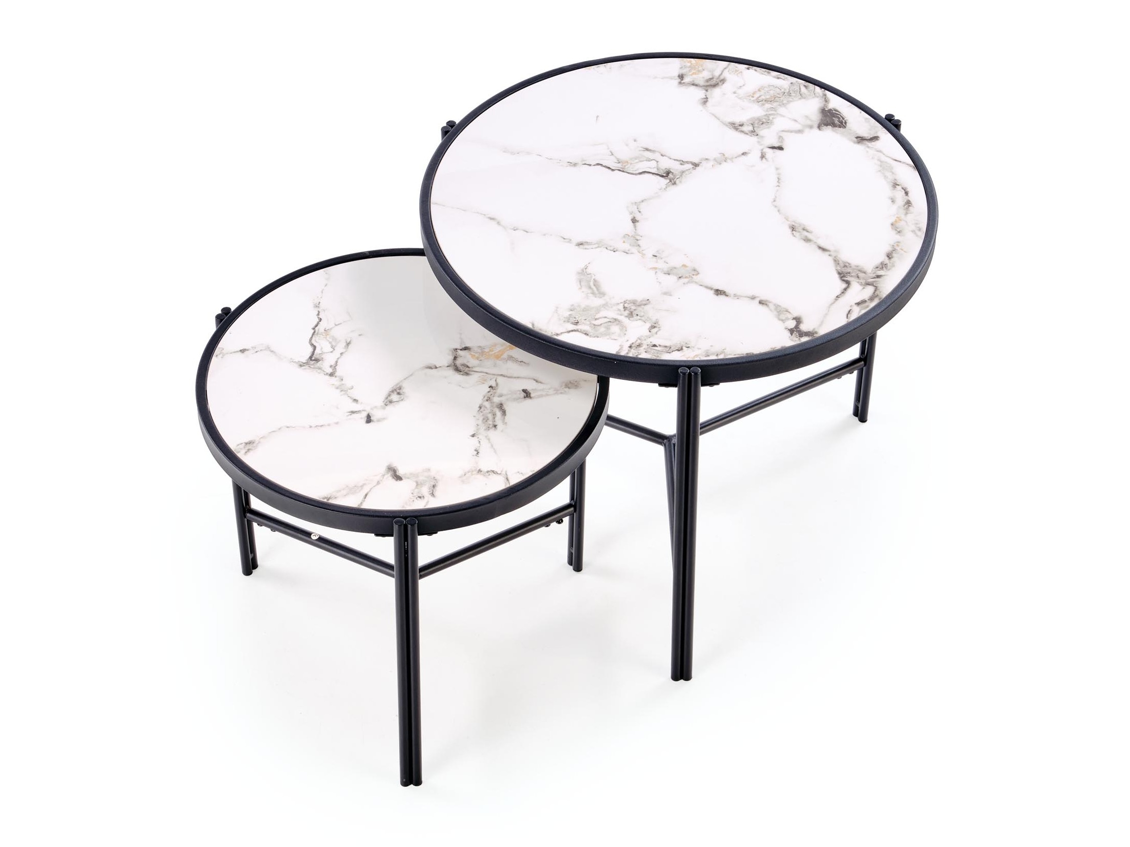 Nest of coffee tables Houston 1867 (White marble + Black)