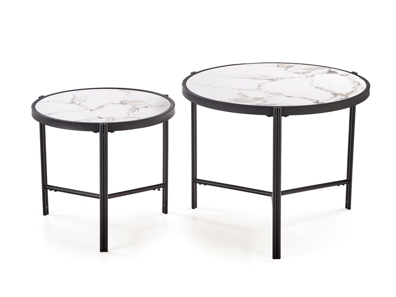 Nest of coffee tables Houston 1867 (White marble + Black)