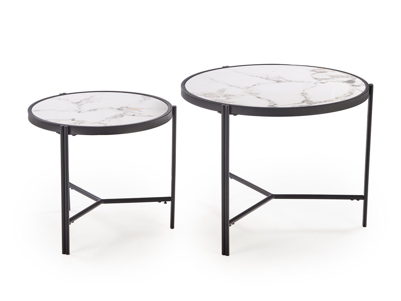 Nest of coffee tables Houston 1867 (White marble + Black)