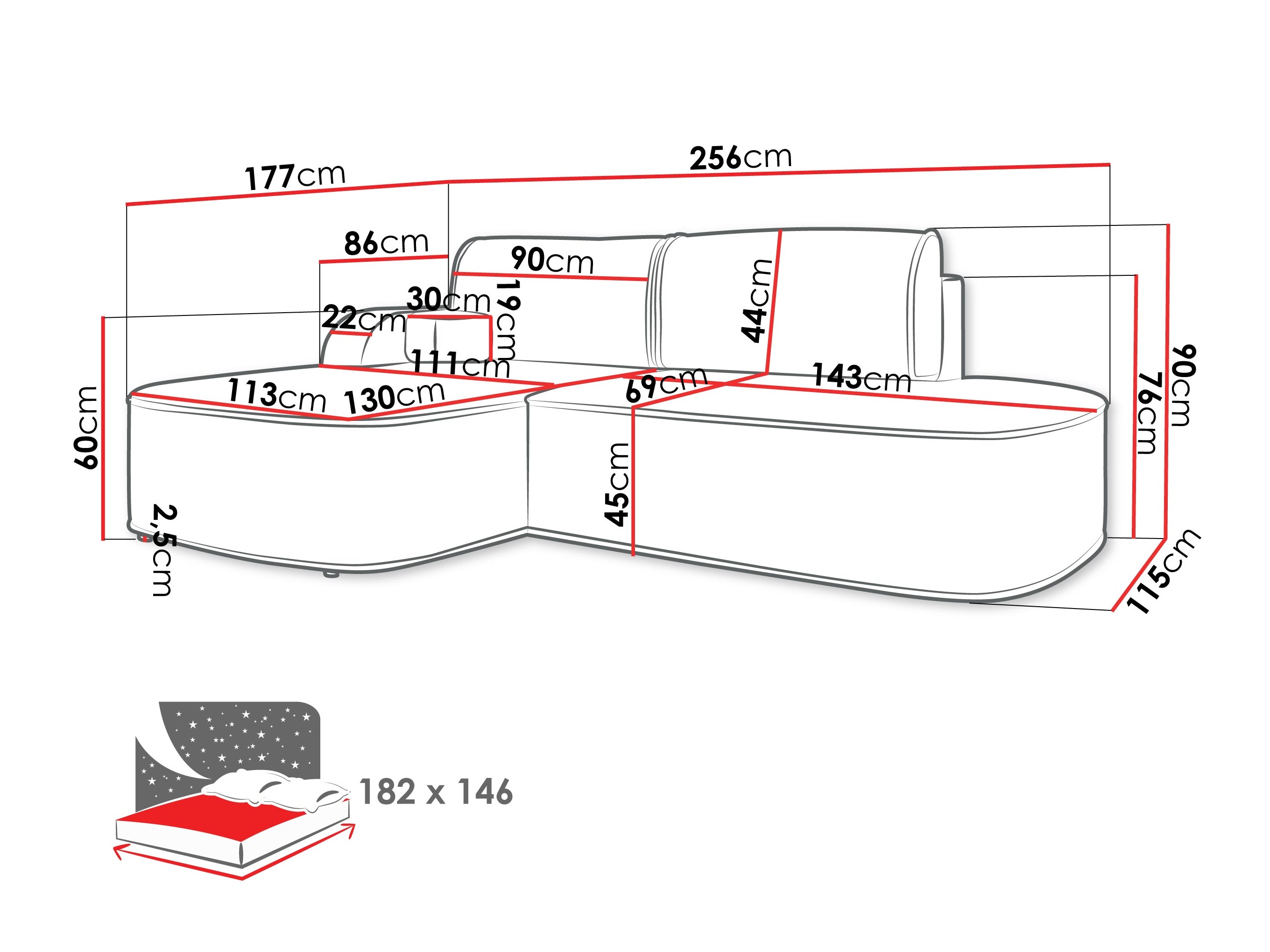 Corner sofa Comfivo Sensus (Coral 45)