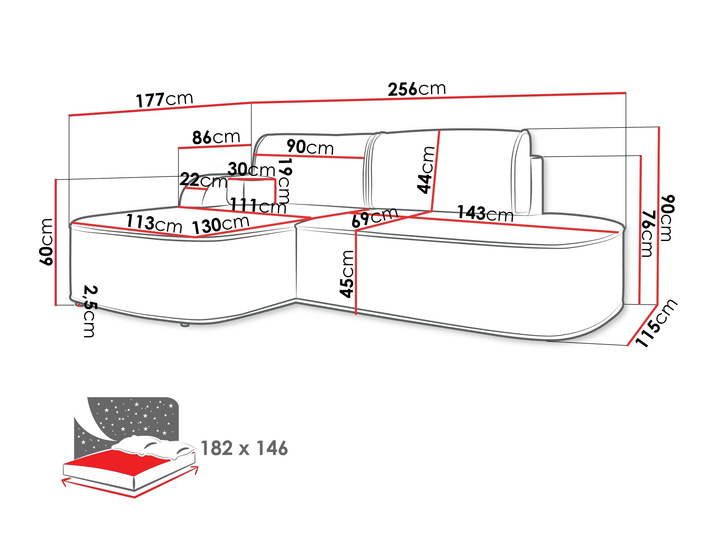 Corner sofa Comfivo Sensus (Coral 45)