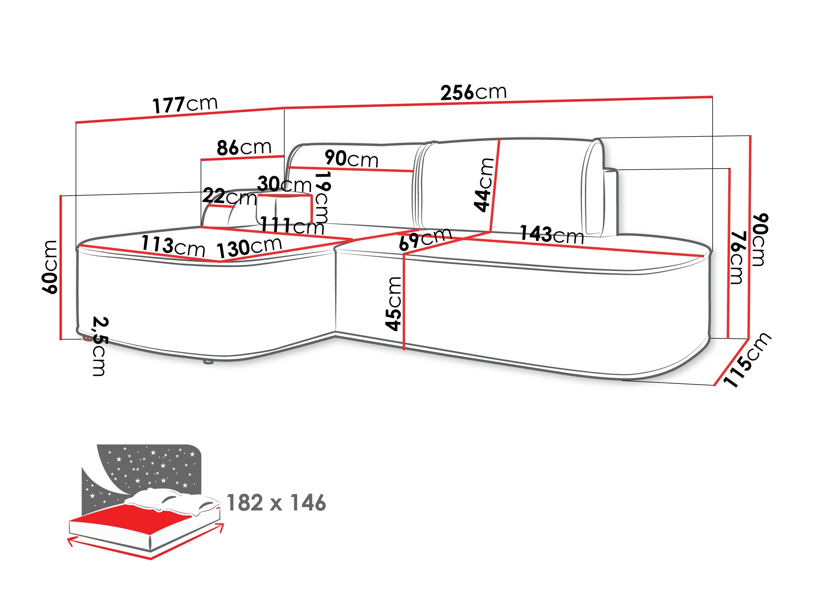 Corner sofa Comfivo Sensus (Coral 50)