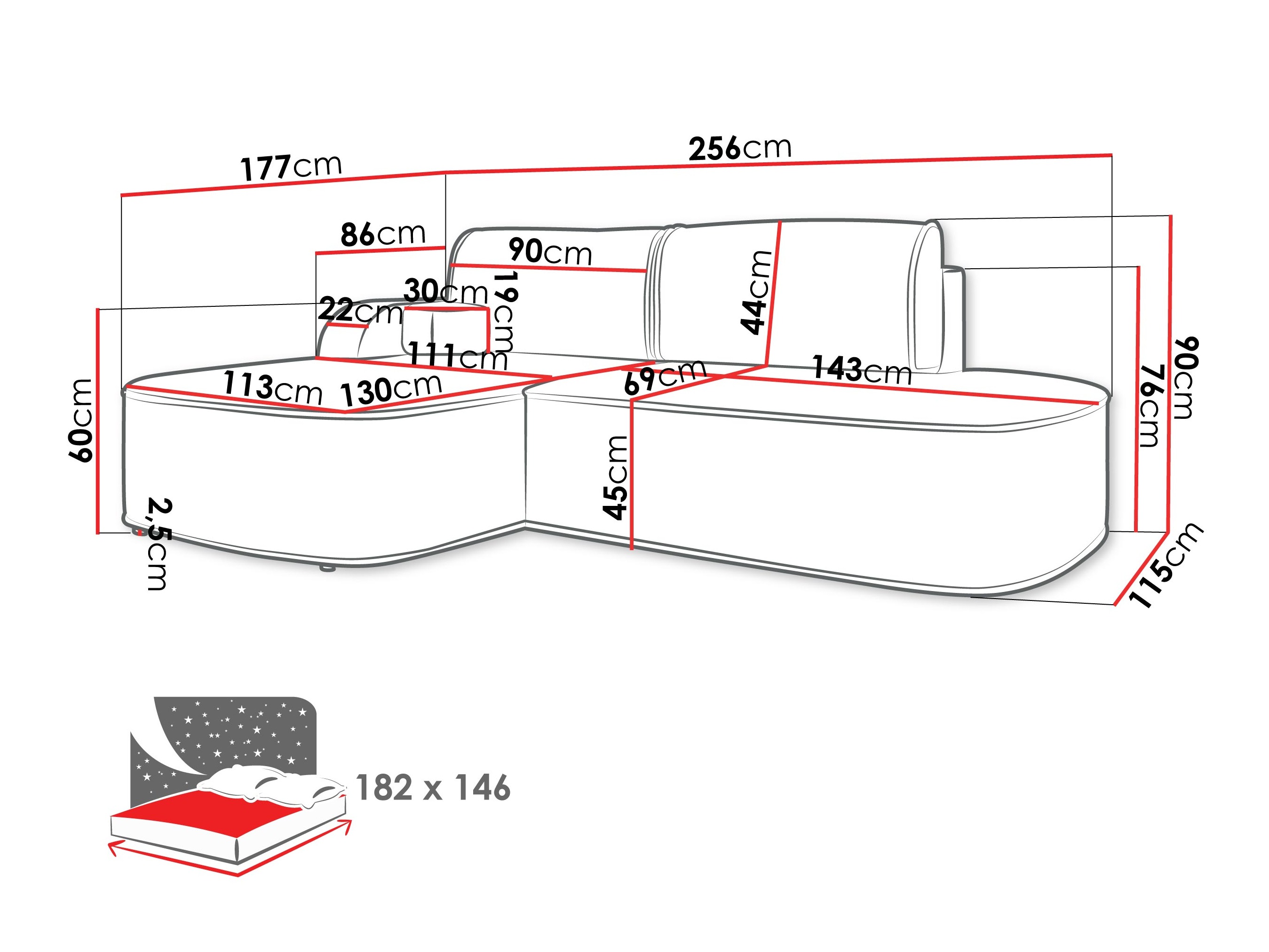 Corner sofa Comfivo Sensus (Coral 50)