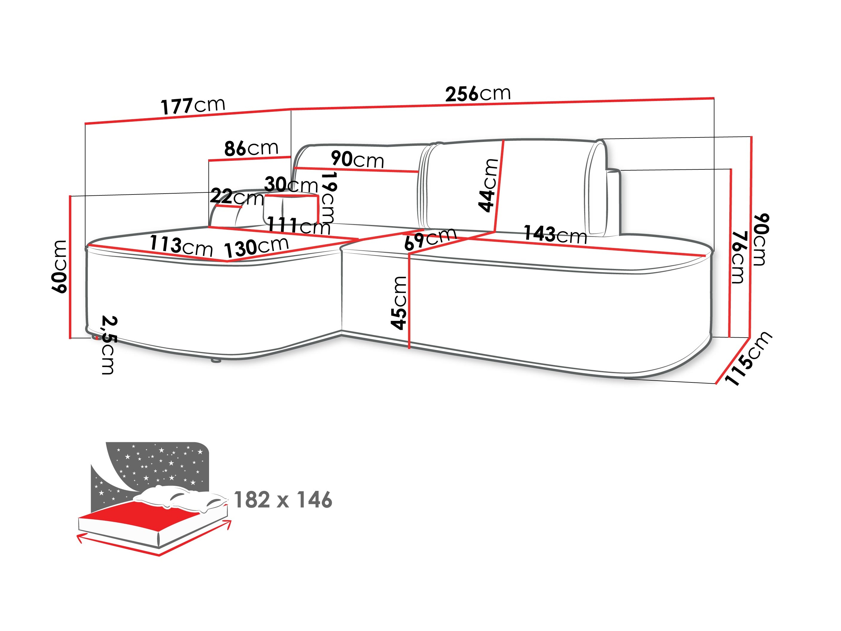 Corner sofa Comfivo Sensus (Coral 65)