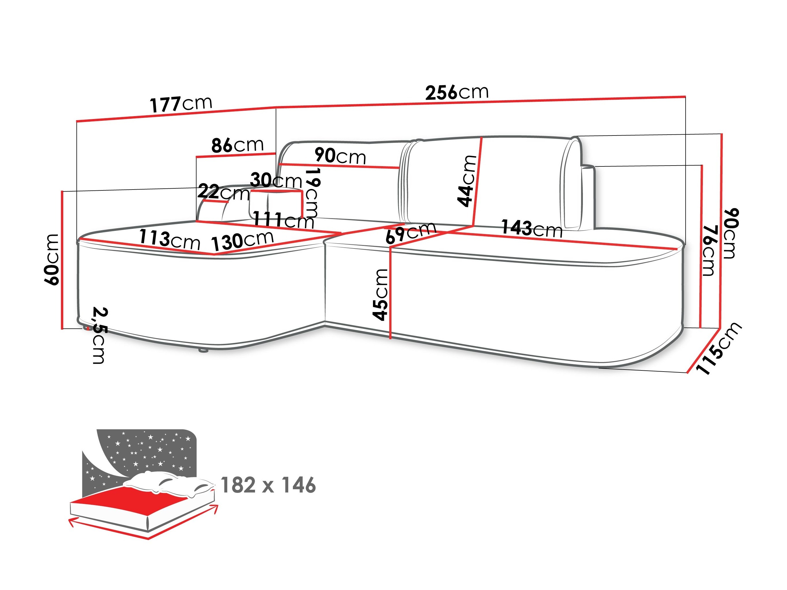 Corner sofa Comfivo Sensus (Coral 75)
