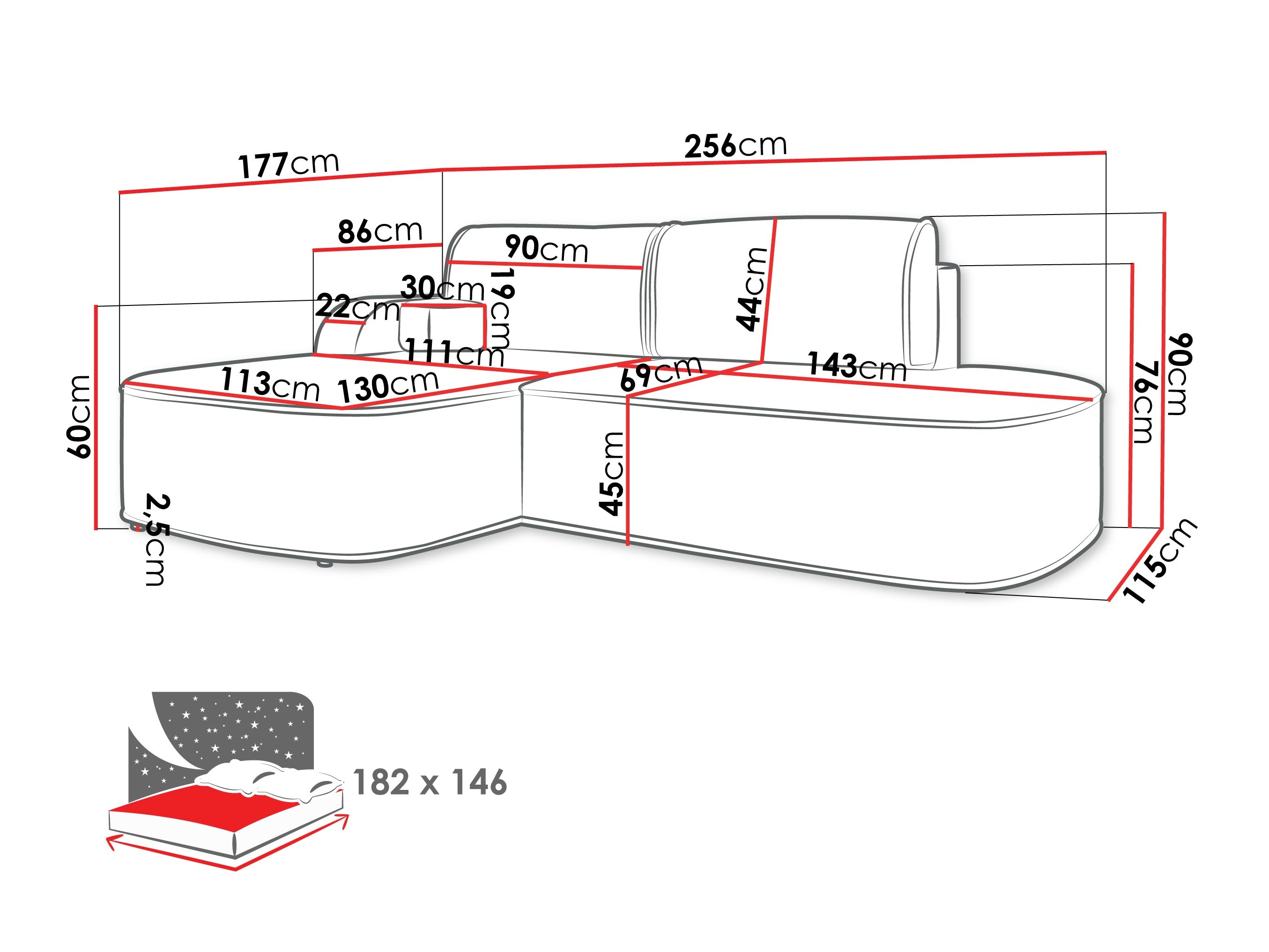 Corner sofa Comfivo Sensus (Coral 75)