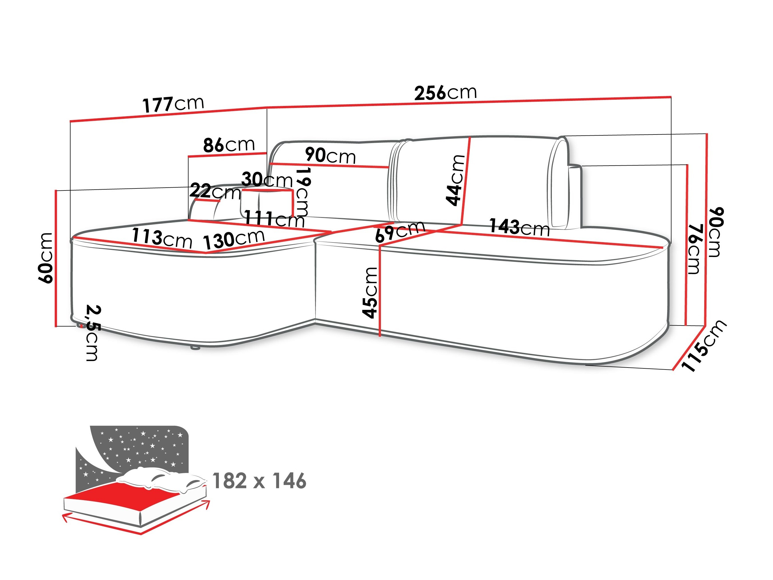 Corner sofa Comfivo Sensus (Coral 80)