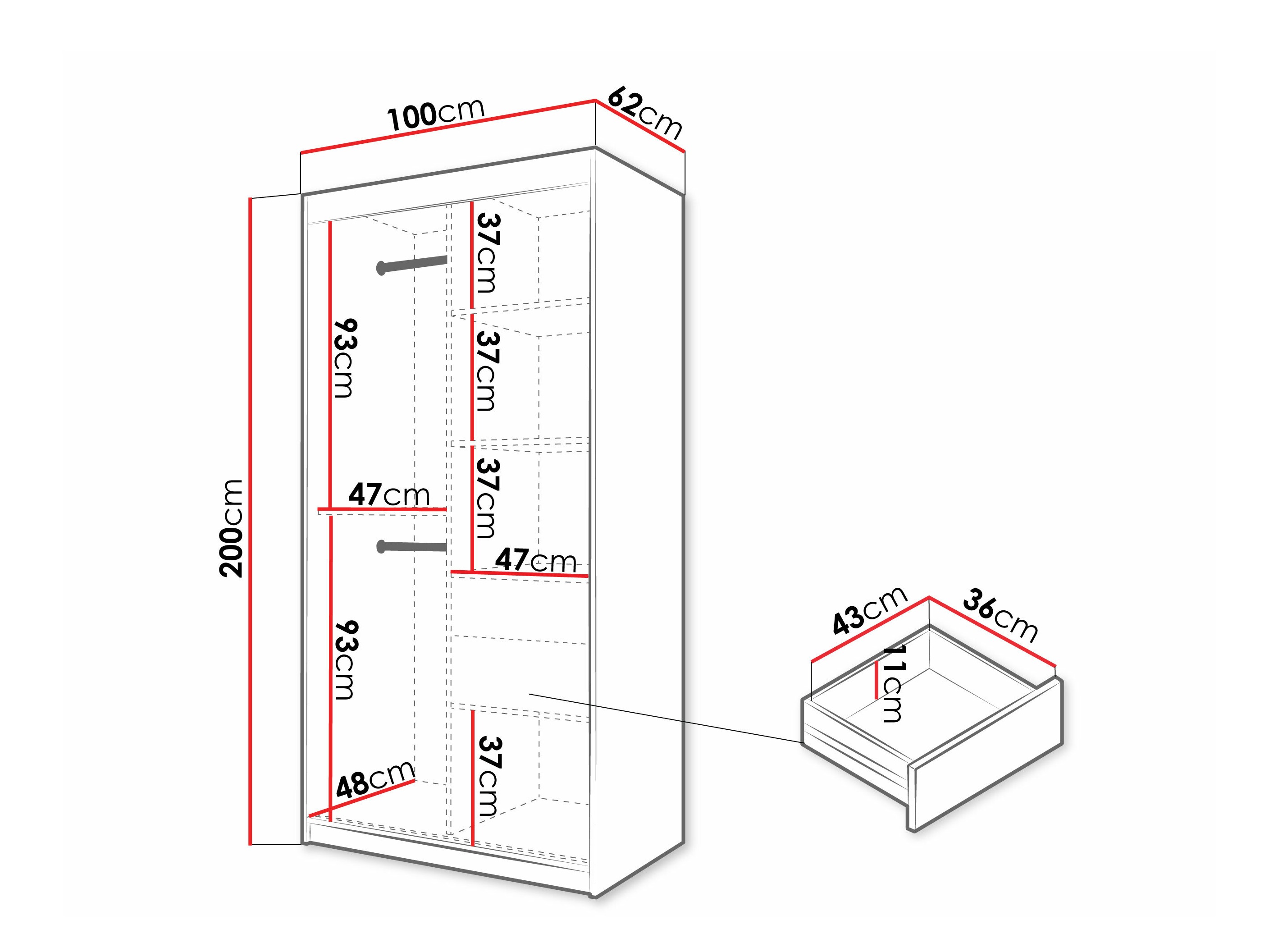 Wardrobe Hartford 575 (Black)