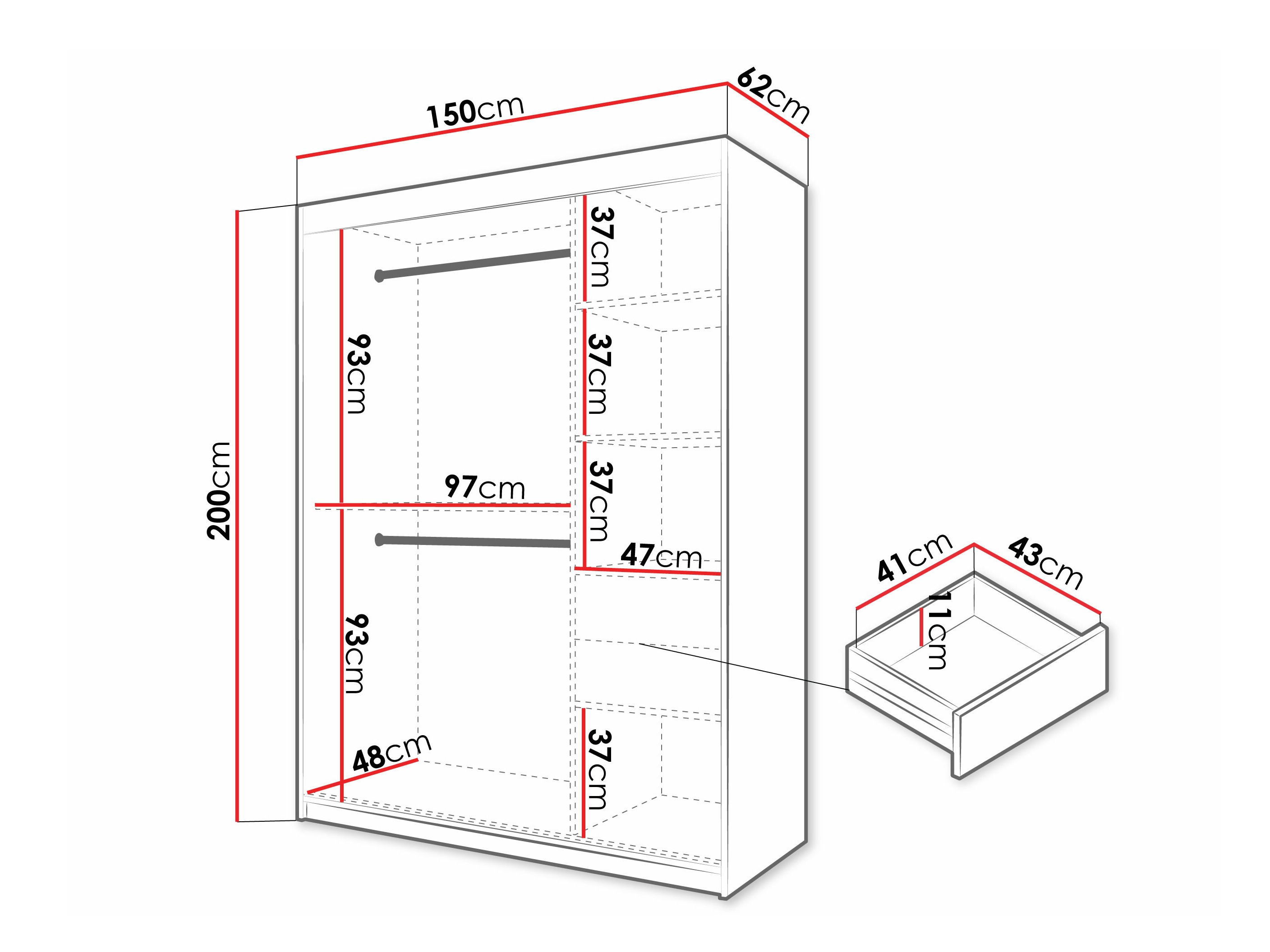 Wardrobe Hartford 576 (Black)