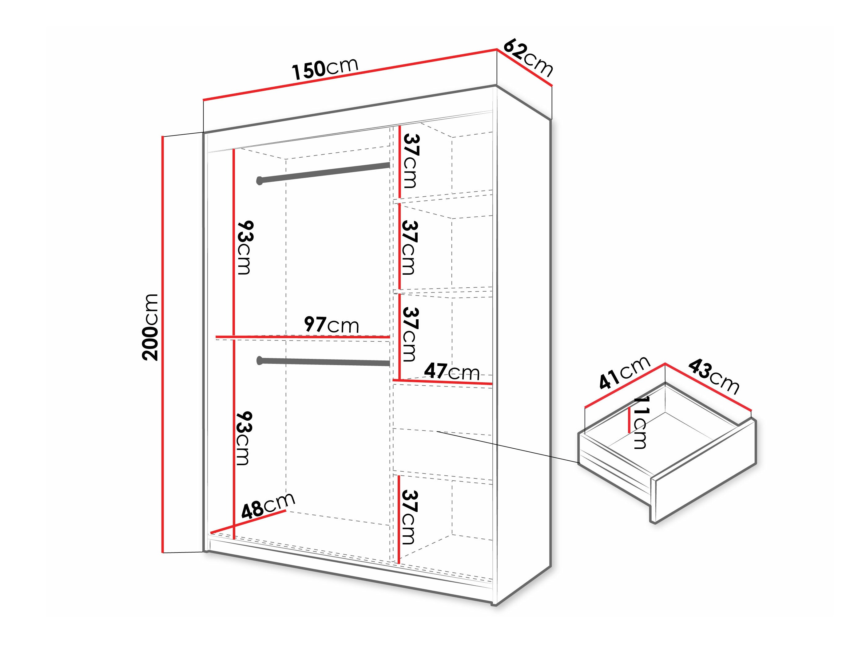 Wardrobe Hartford 576 (Black)