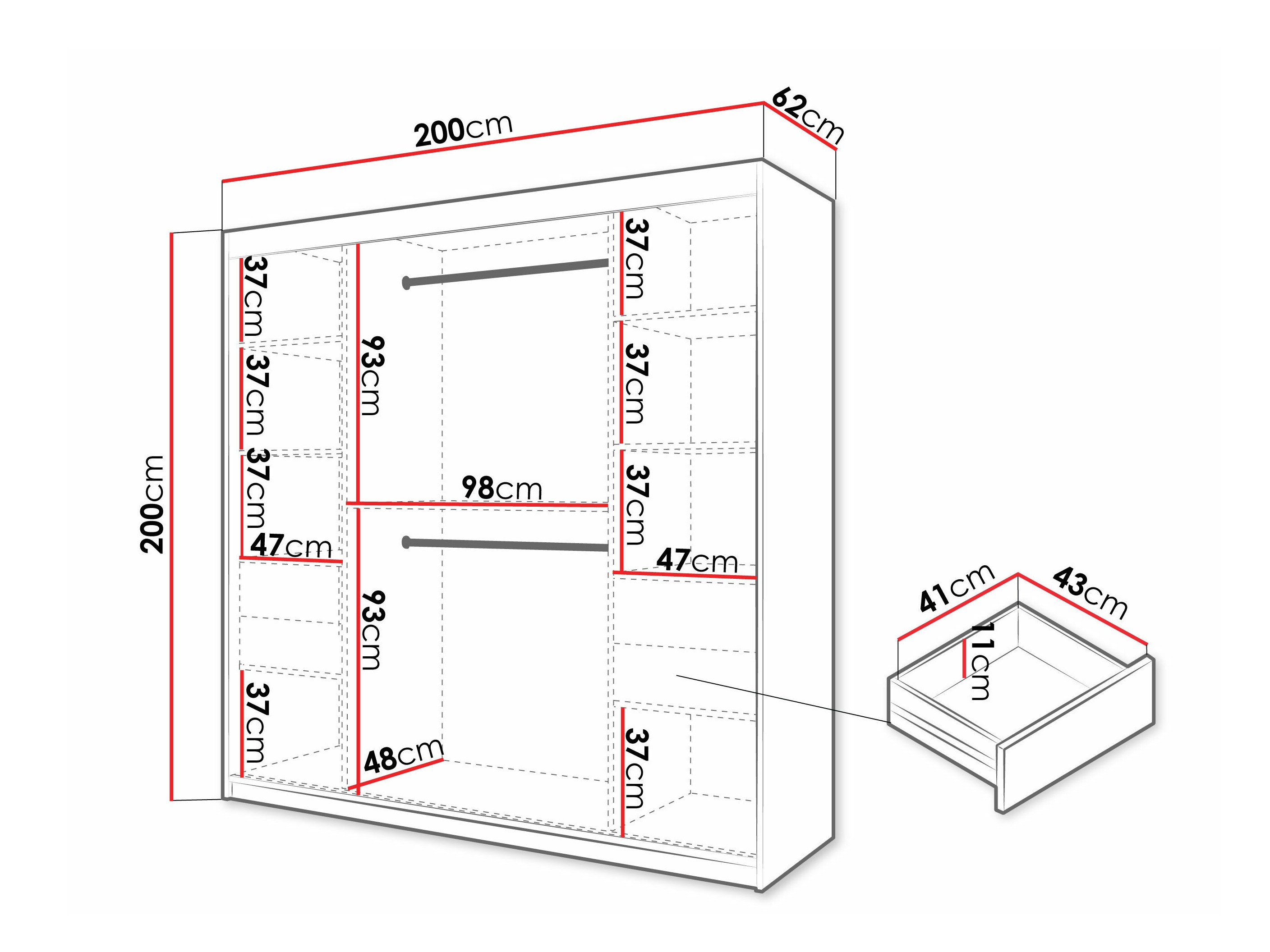 Wardrobe Hartford 576 (Black)