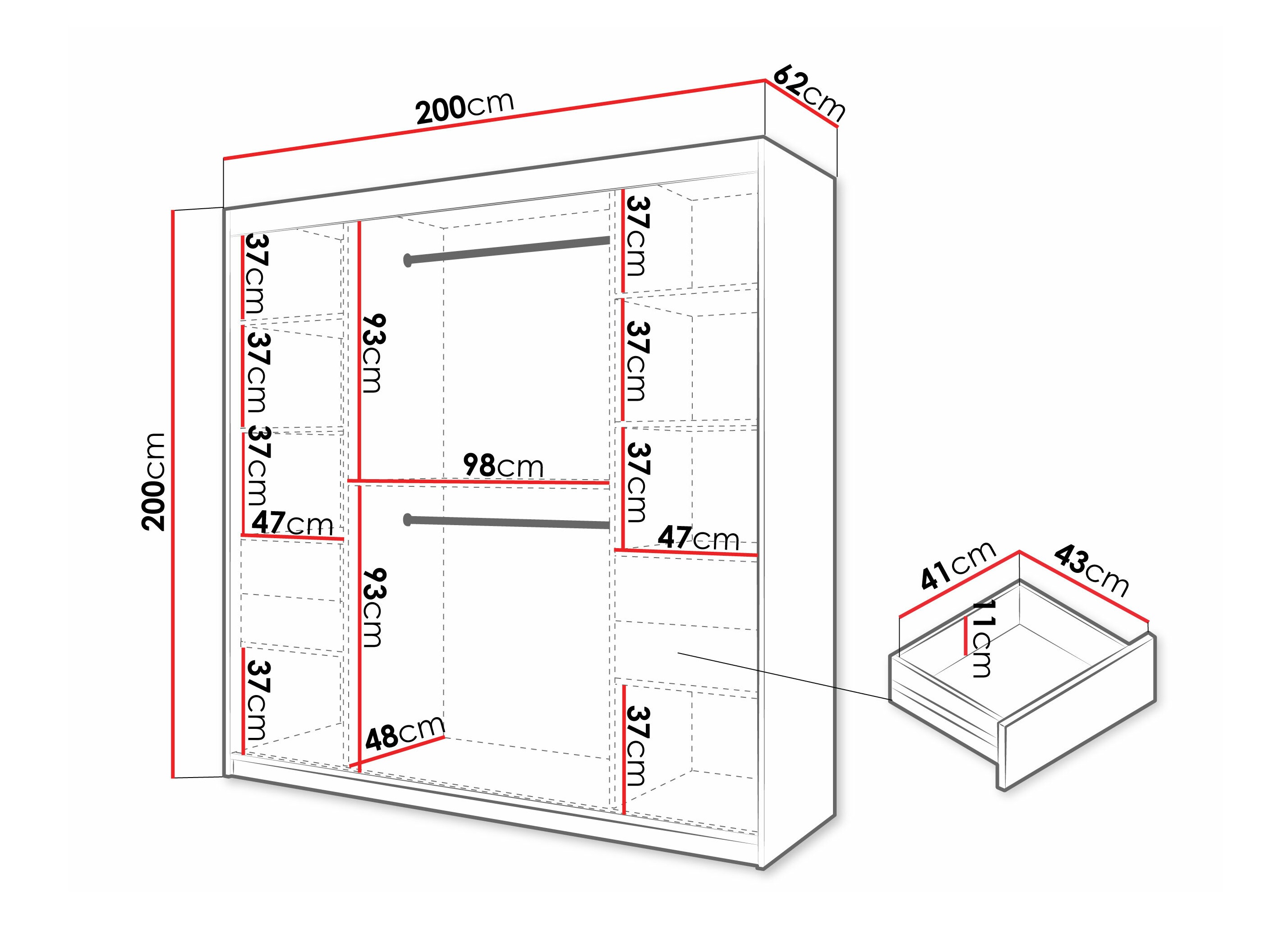 Wardrobe Hartford 576 (Black)
