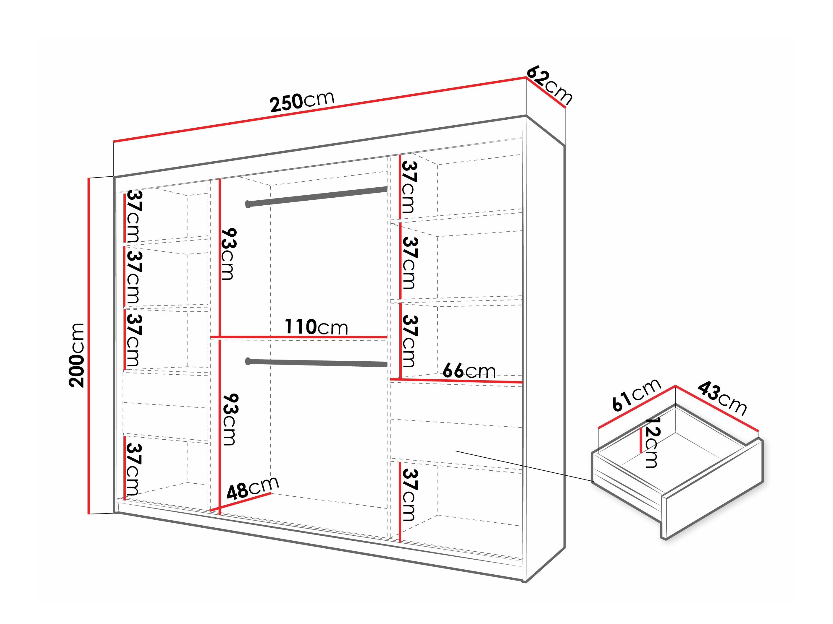 Wardrobe Hartford 576 (Black)