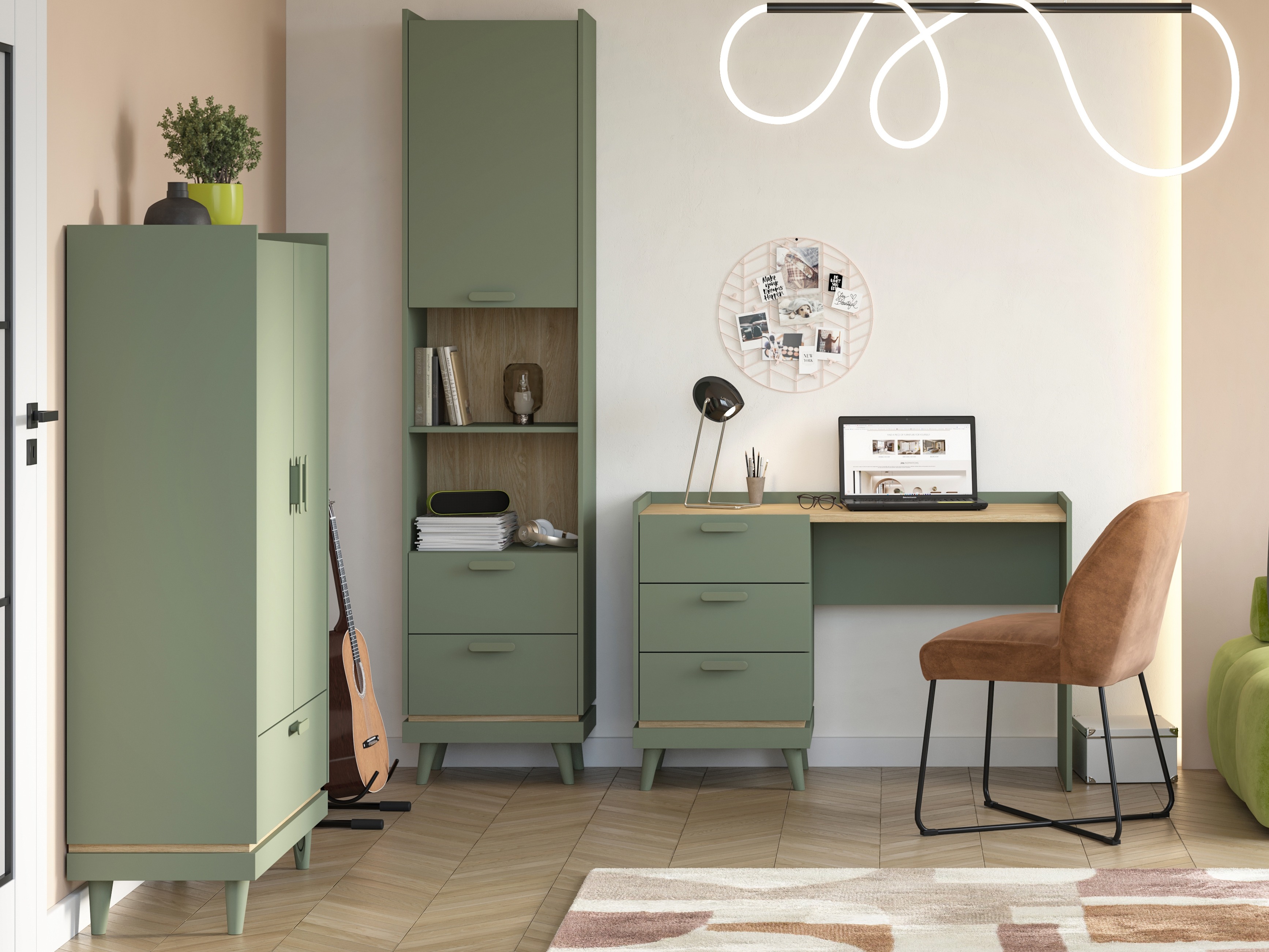 Desk Fertalu 103 (Green + Oak)