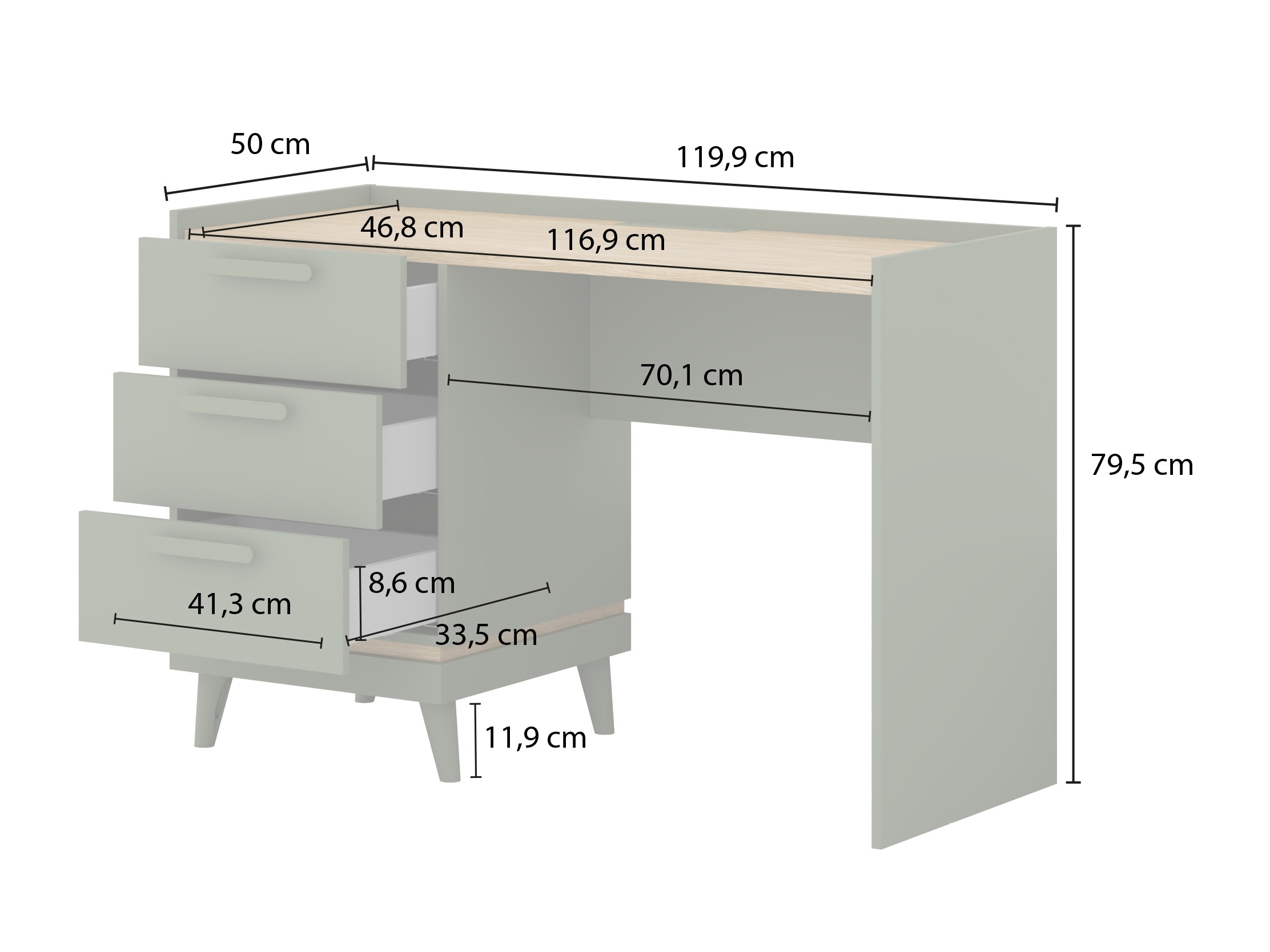 Desk Fertalu 103 (Green + Oak)