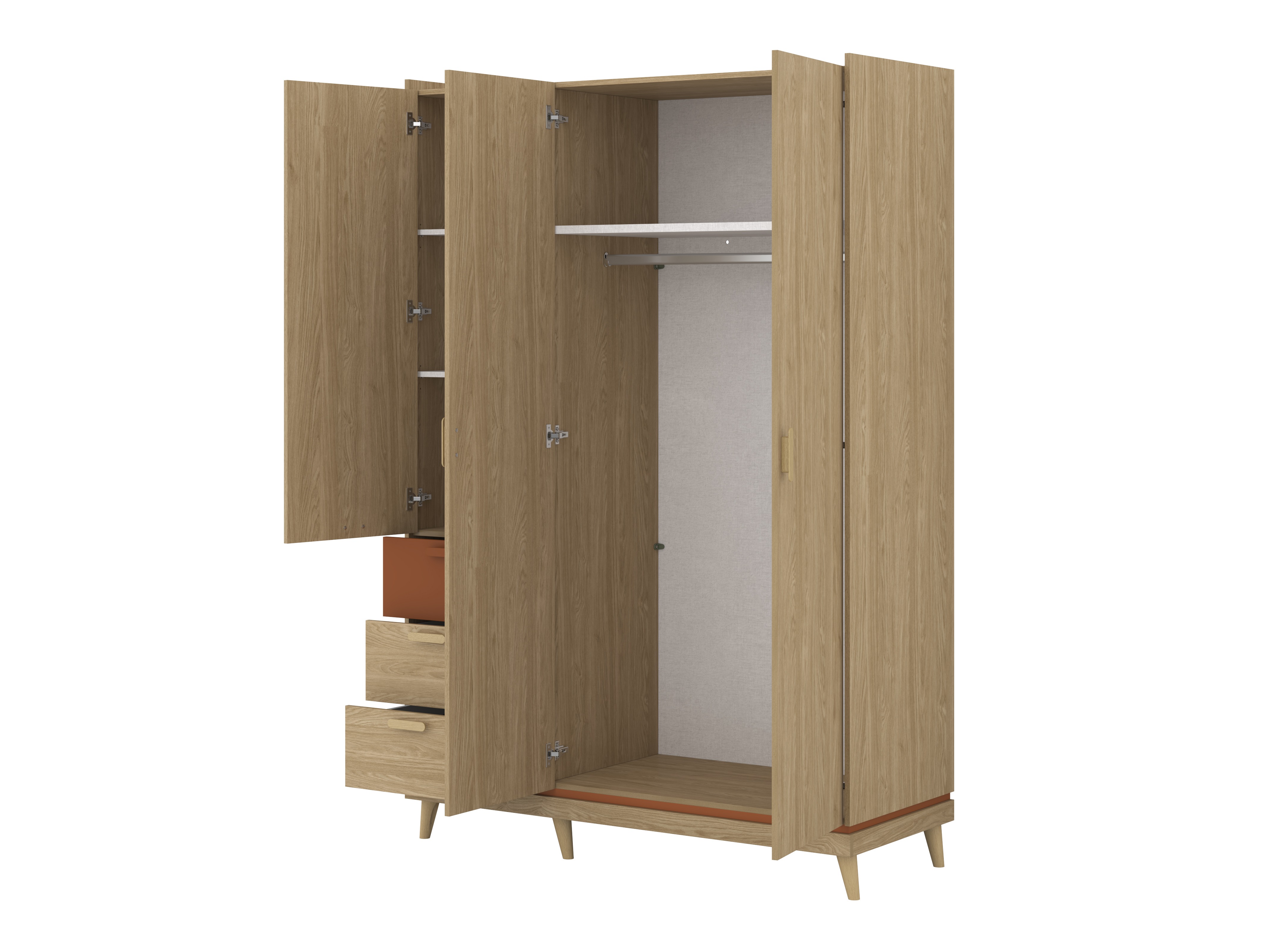 Wardrobe Fertalu 100 (Oak + Orange)