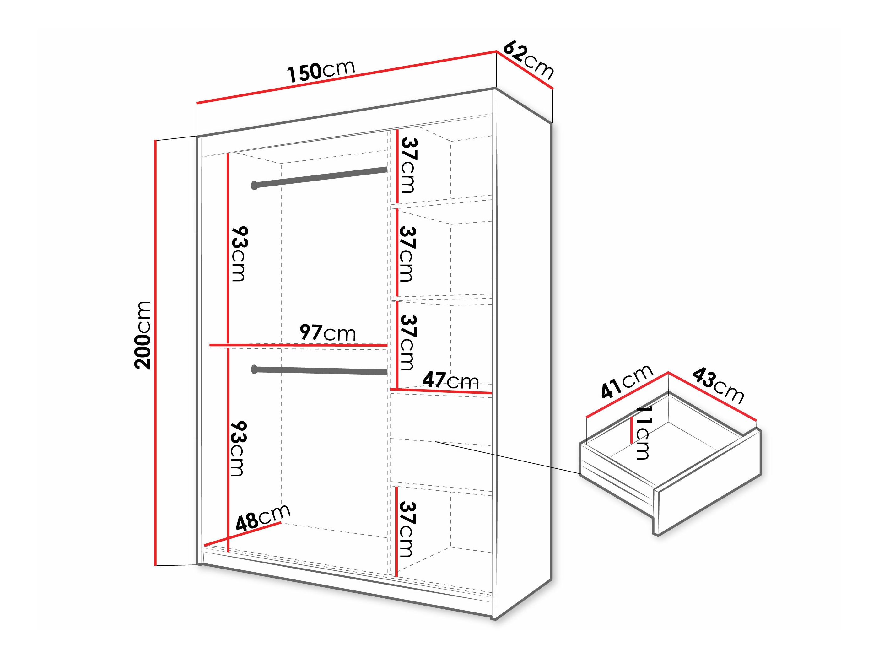 Wardrobe Hartford 575 (Black)