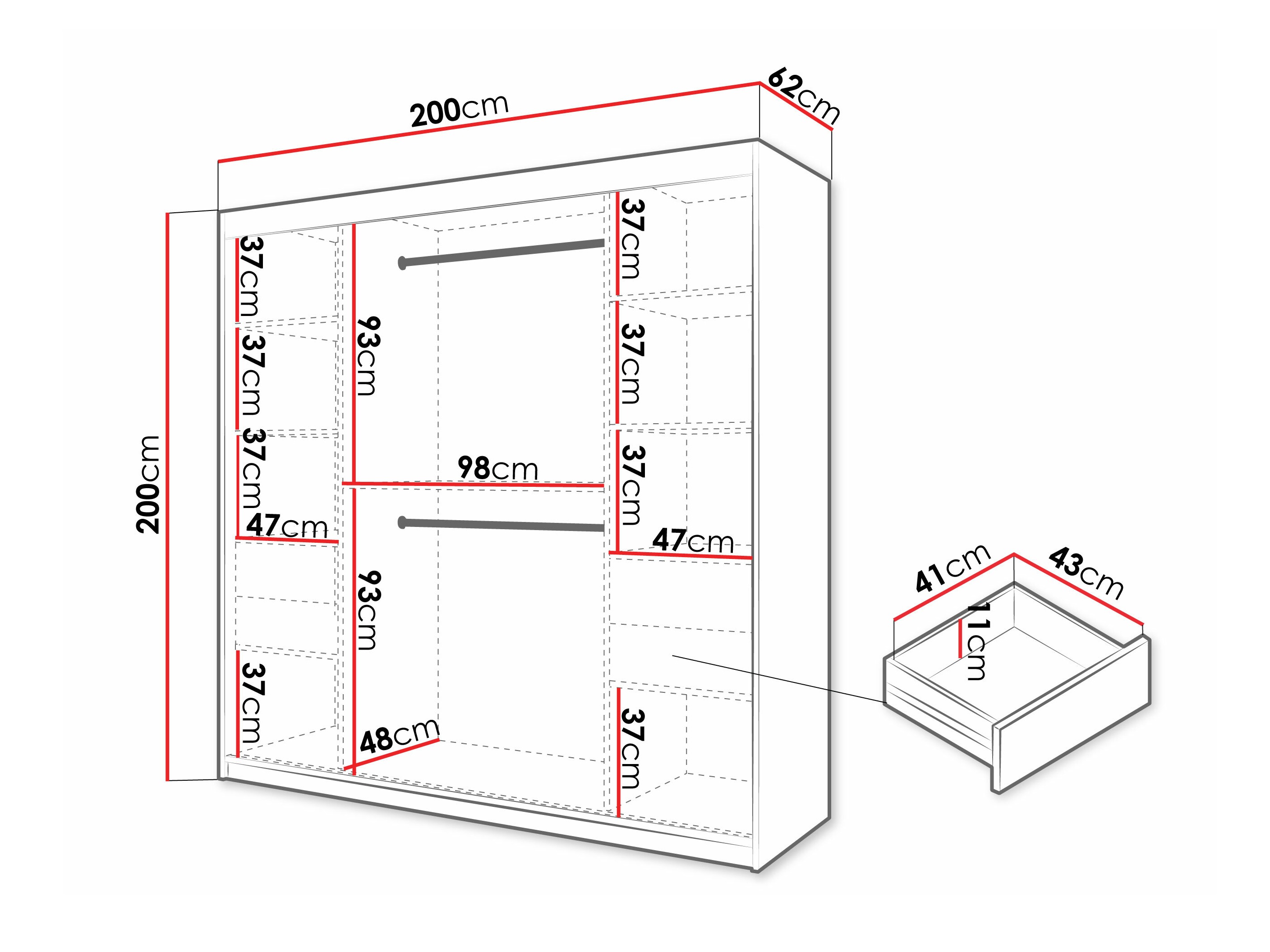 Wardrobe Hartford 575 (Black)