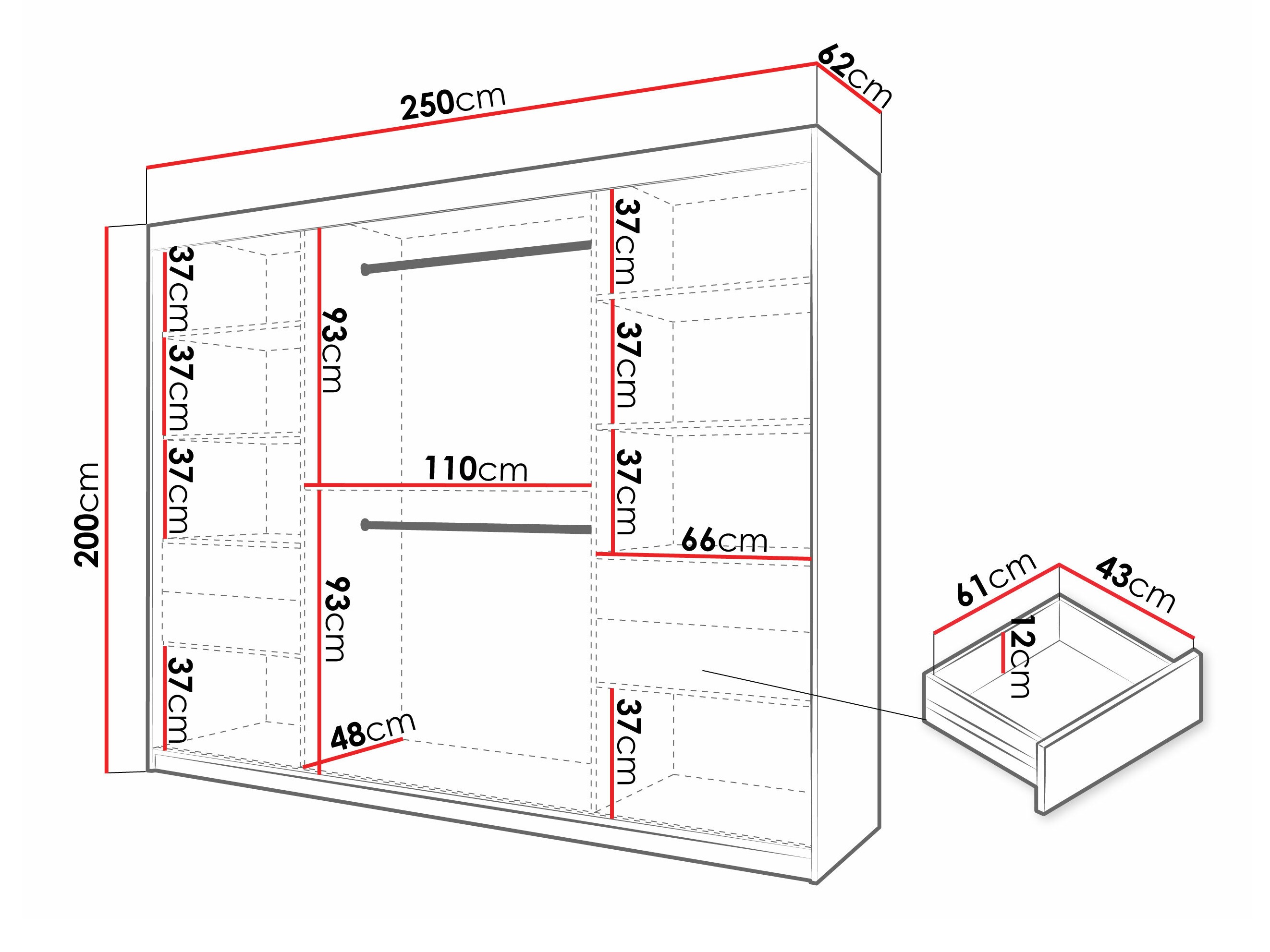 Wardrobe Hartford 575 (Black)