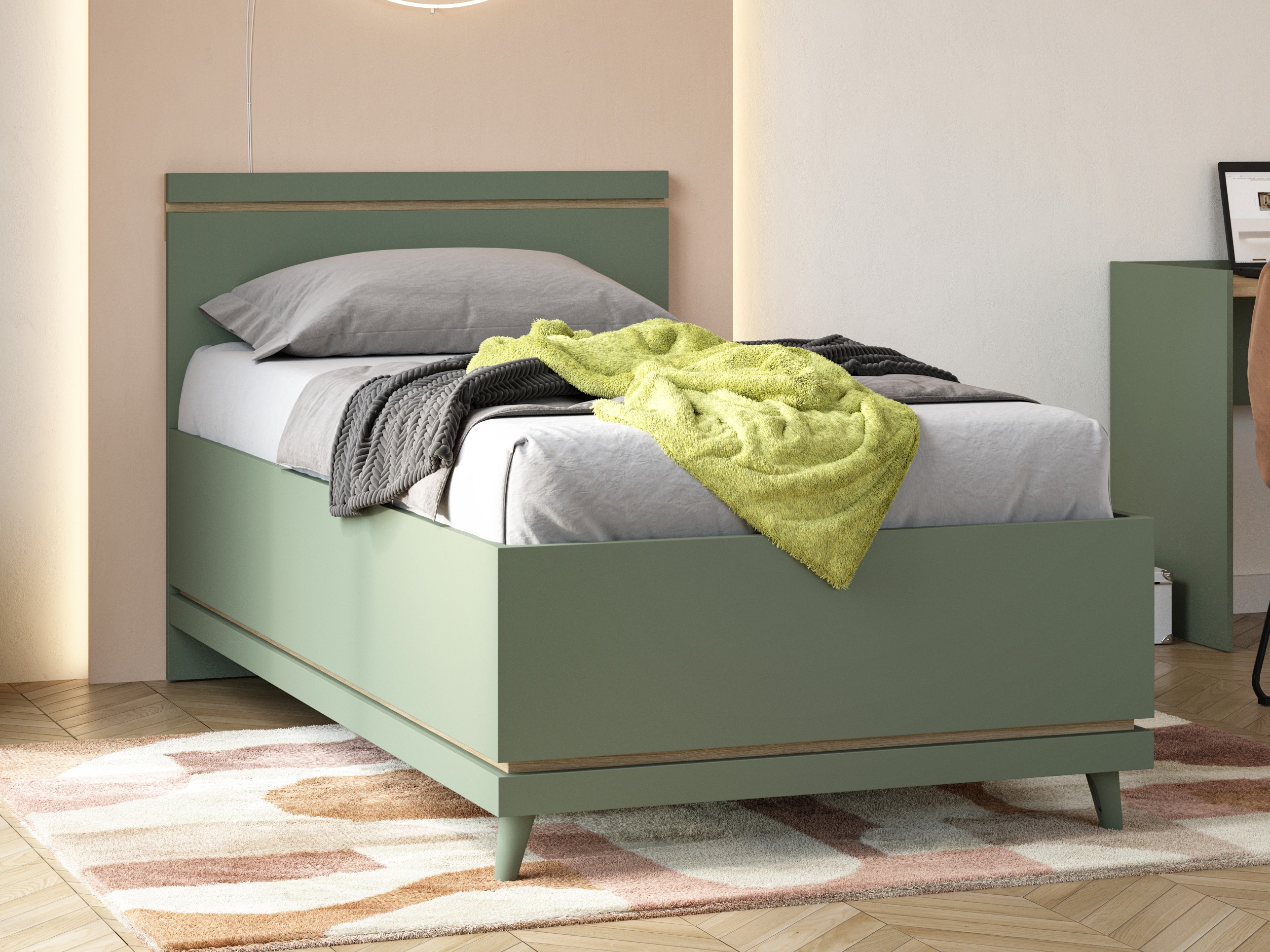 Bed Fertalu 107 (Green + Oak)