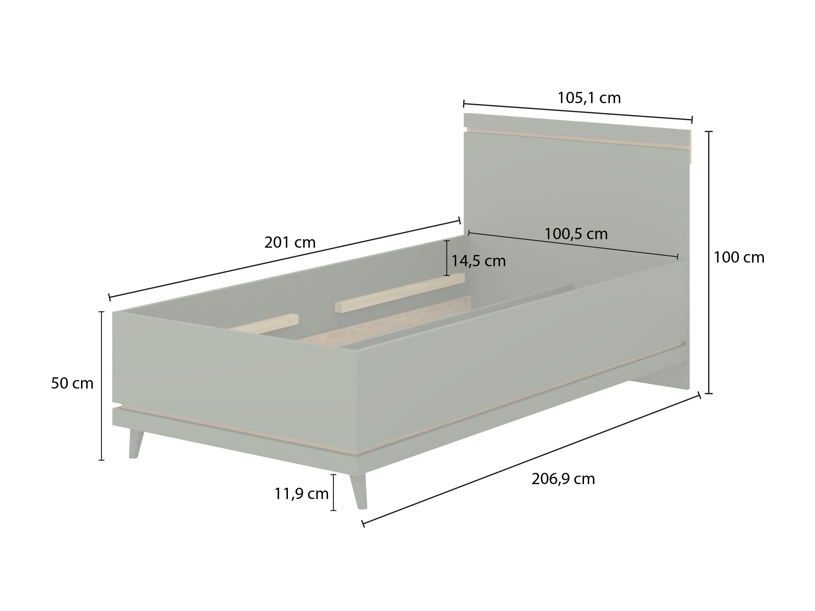 Bed Fertalu 107 (Green + Oak)