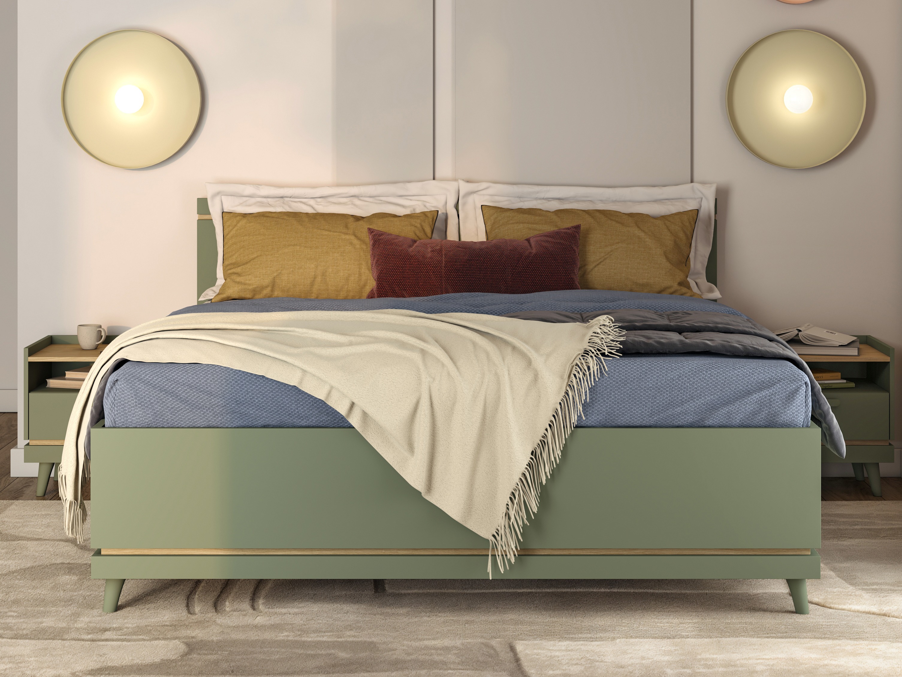 Bed Fertalu 107 (Green + Oak)