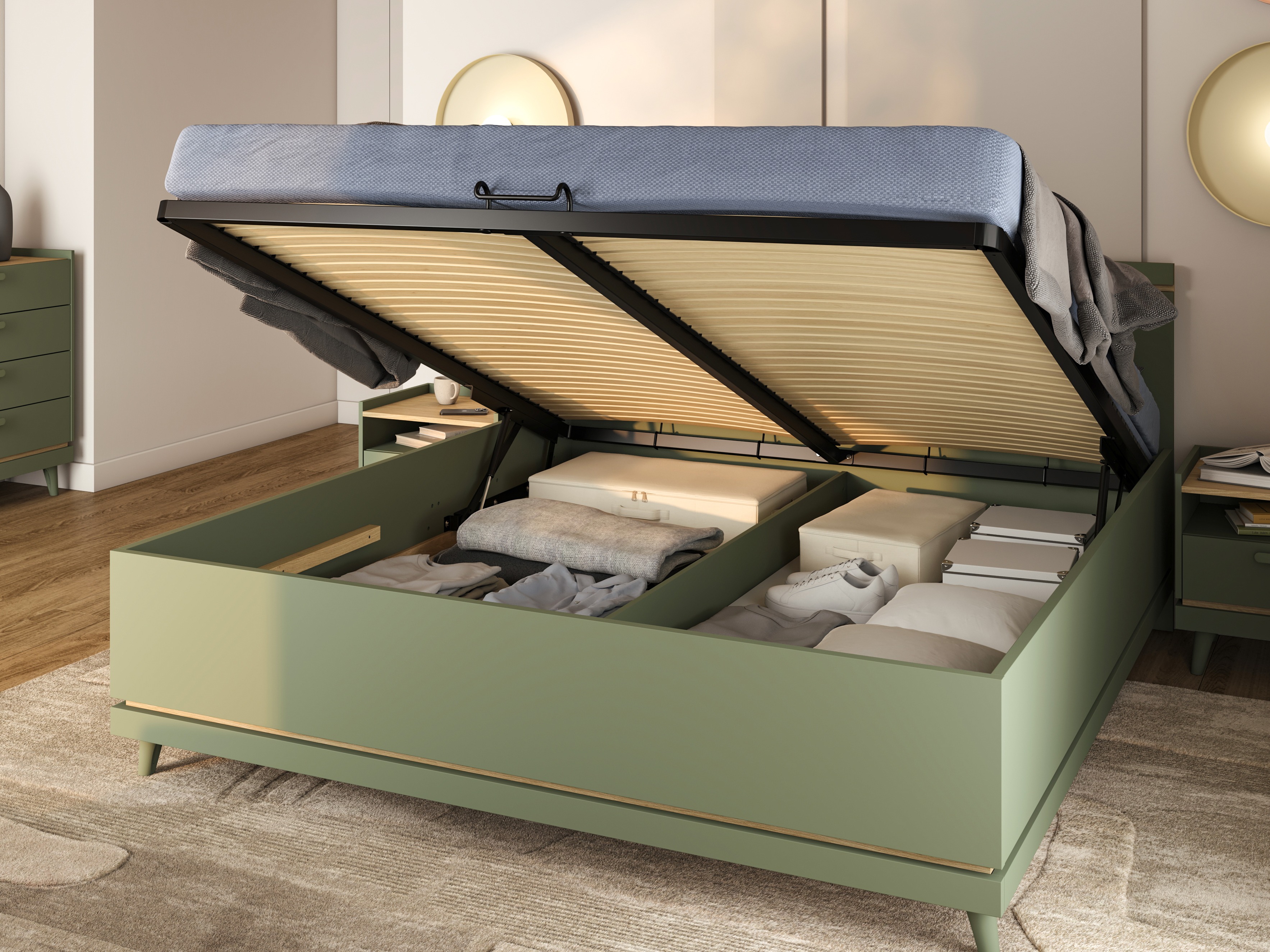 Bed Fertalu 107 (Green + Oak)