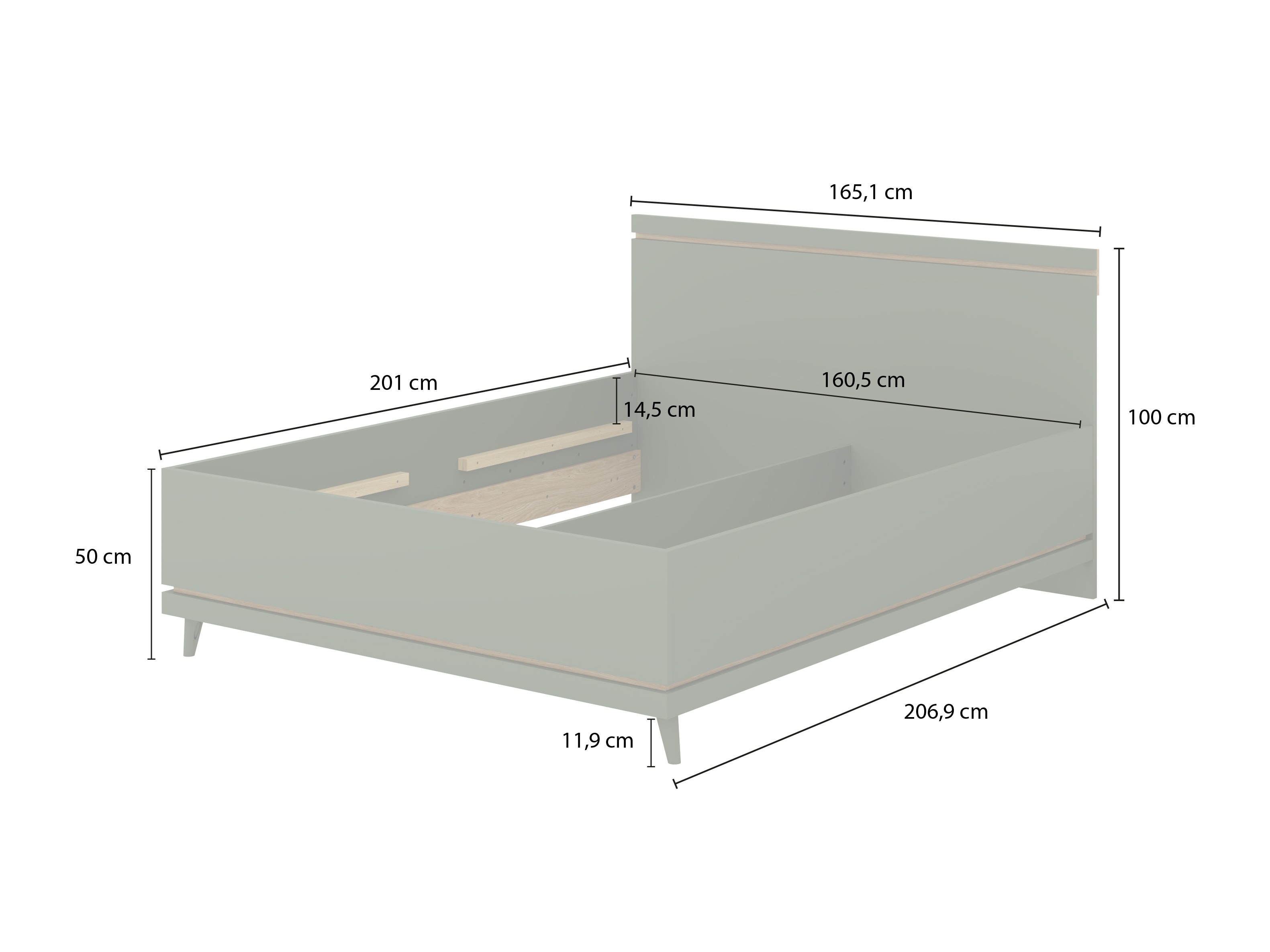 Bed Fertalu 107 (Green + Oak)