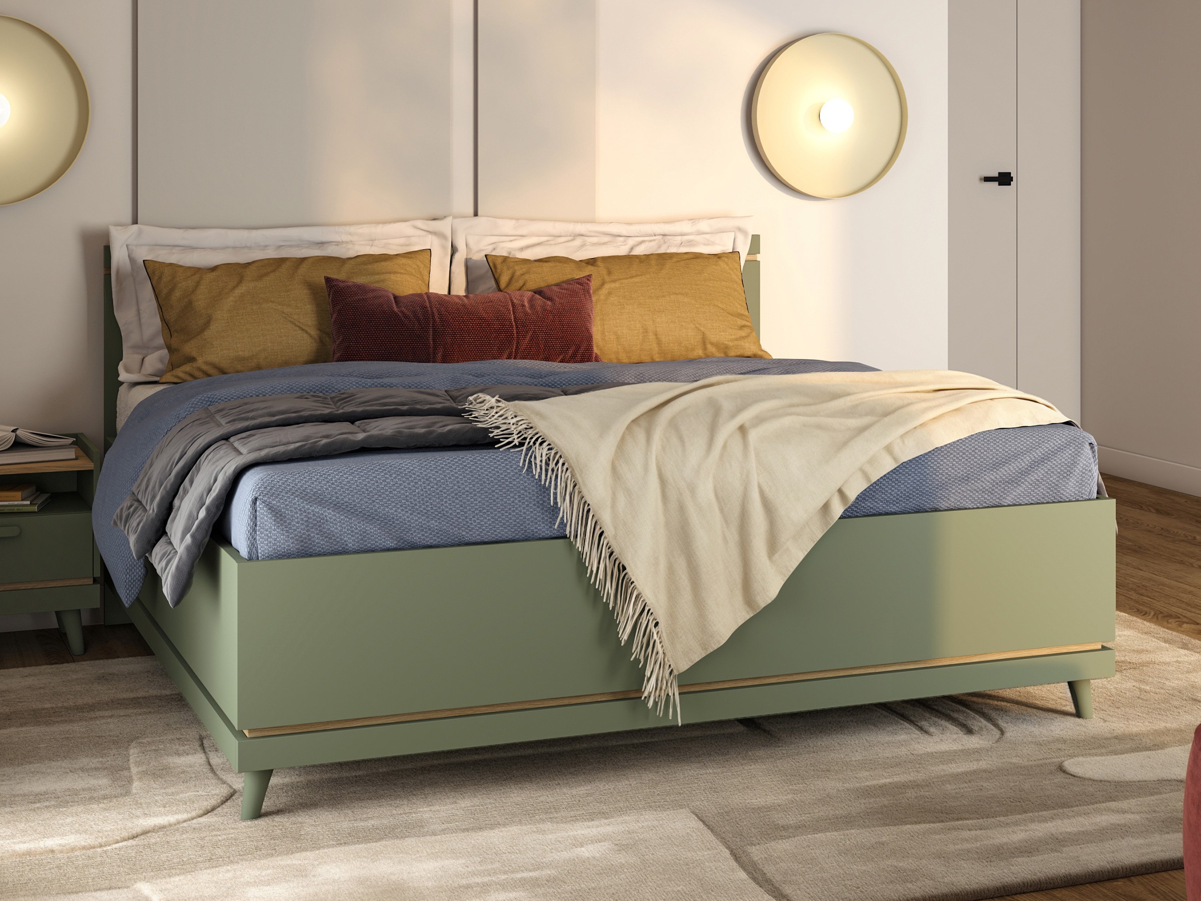 Bed Fertalu 107 (Green + Oak)
