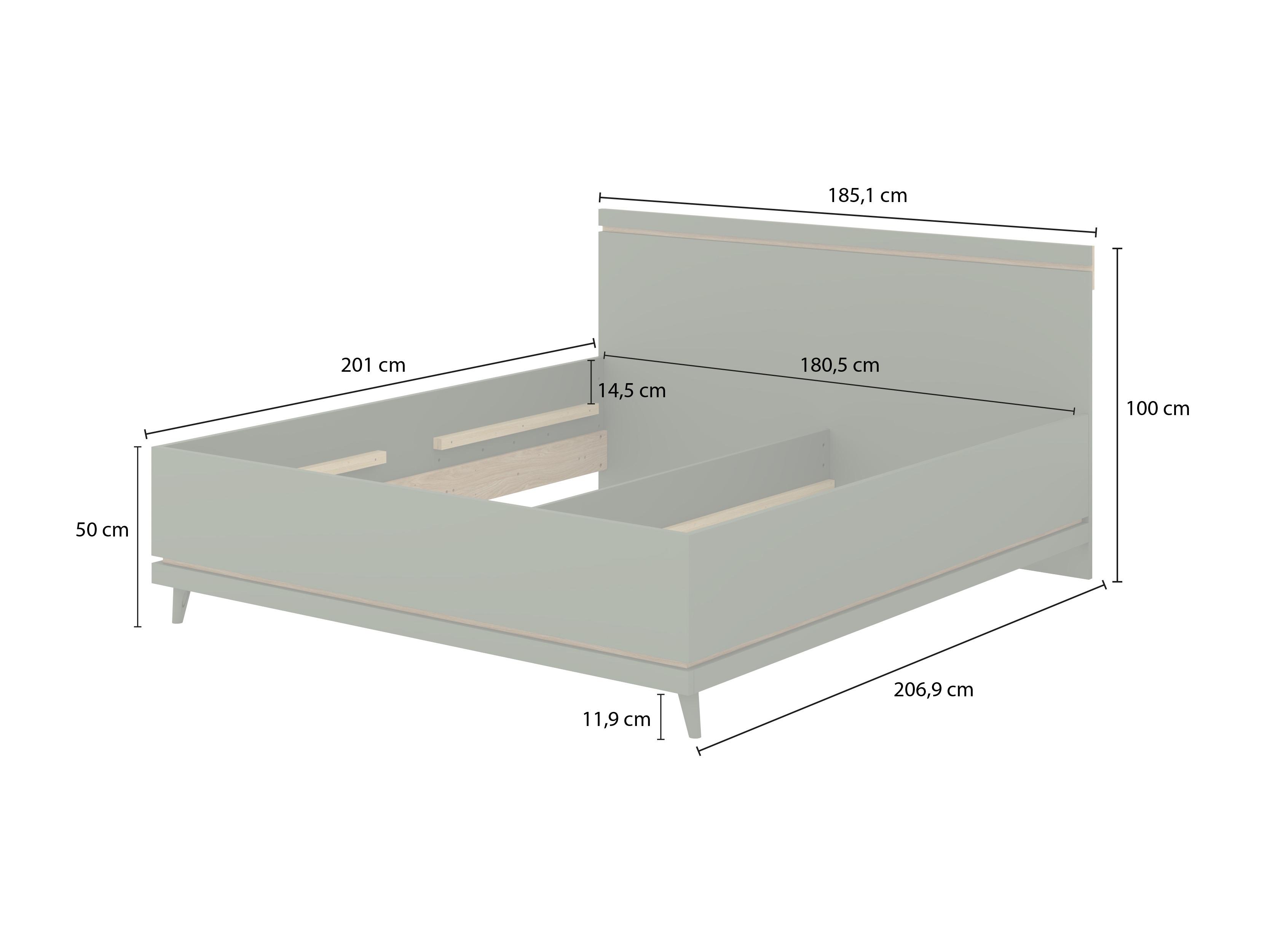 Bed Fertalu 107 (Green + Oak)