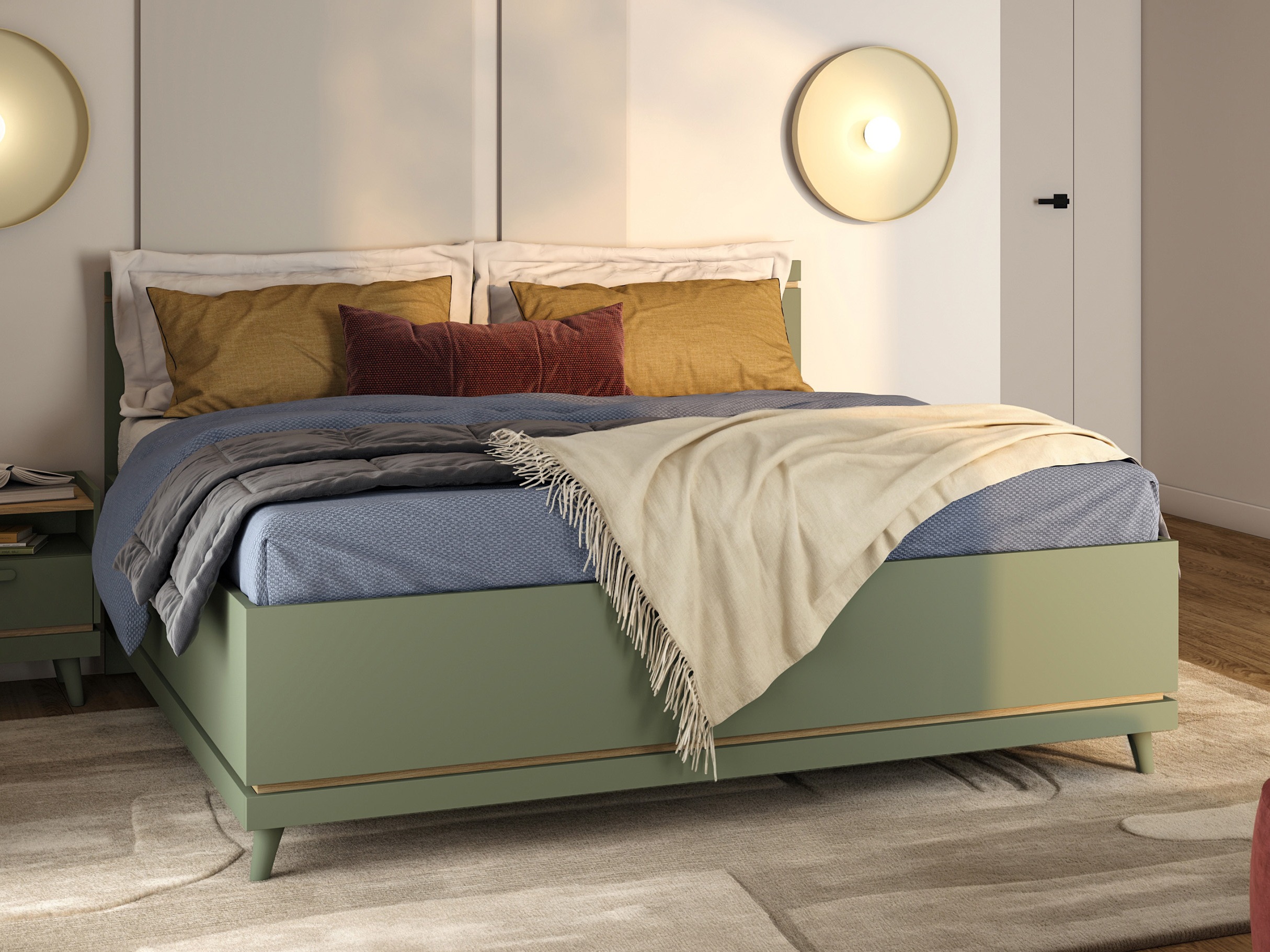 Bed Fertalu 107 (Green + Oak)