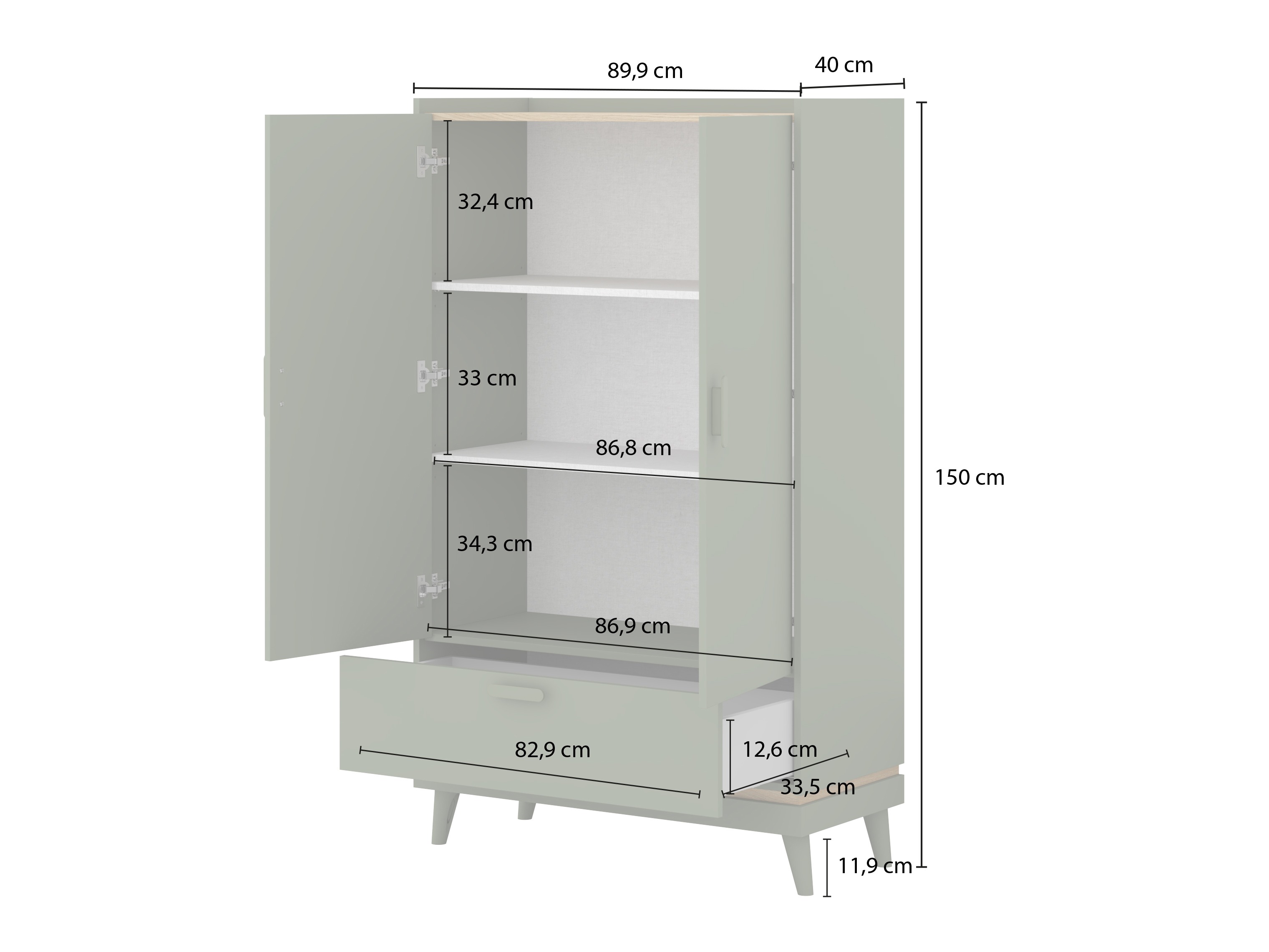 Bookcase Fertalu 105 (Green + Oak)
