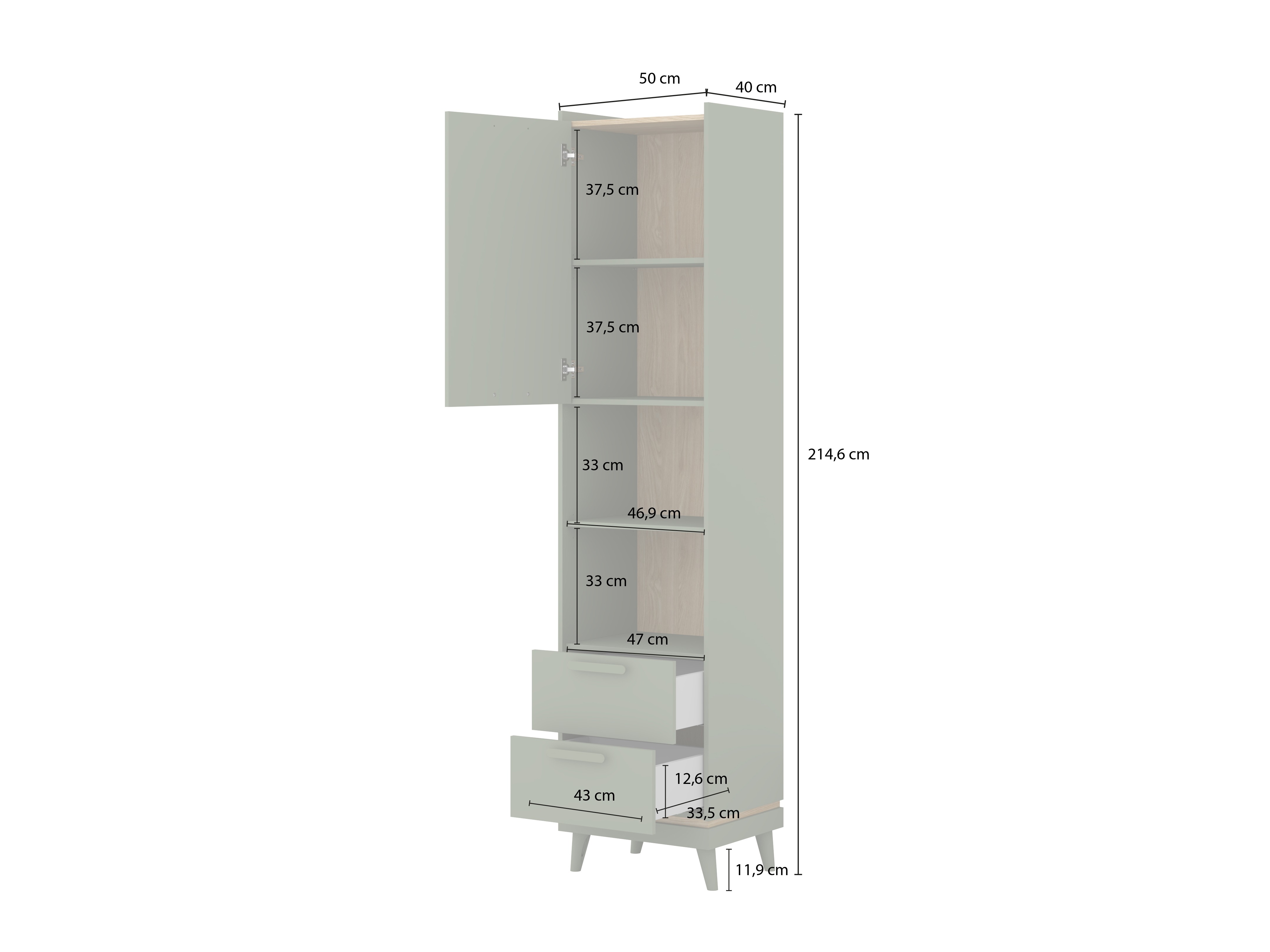 Bookcase Fertalu 106 (Green + Oak)